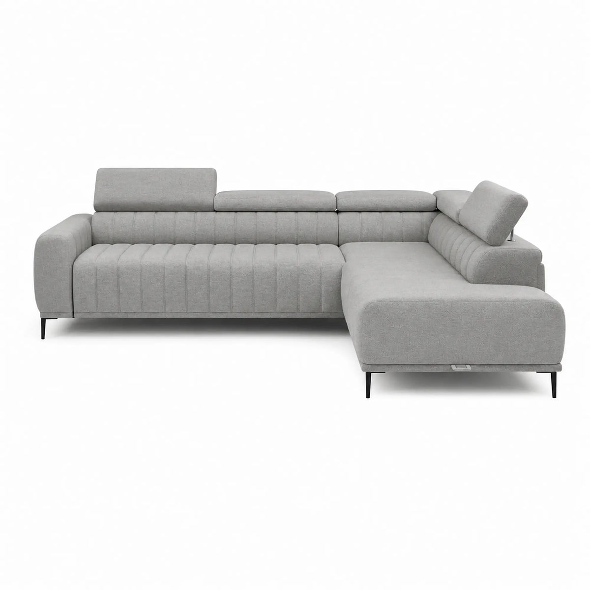 Coltar extensibil GANDI 160, sezlong dreapta, stofa catifelata gri - Salvador 14, cu lada depozitare, 301x204x99 cm