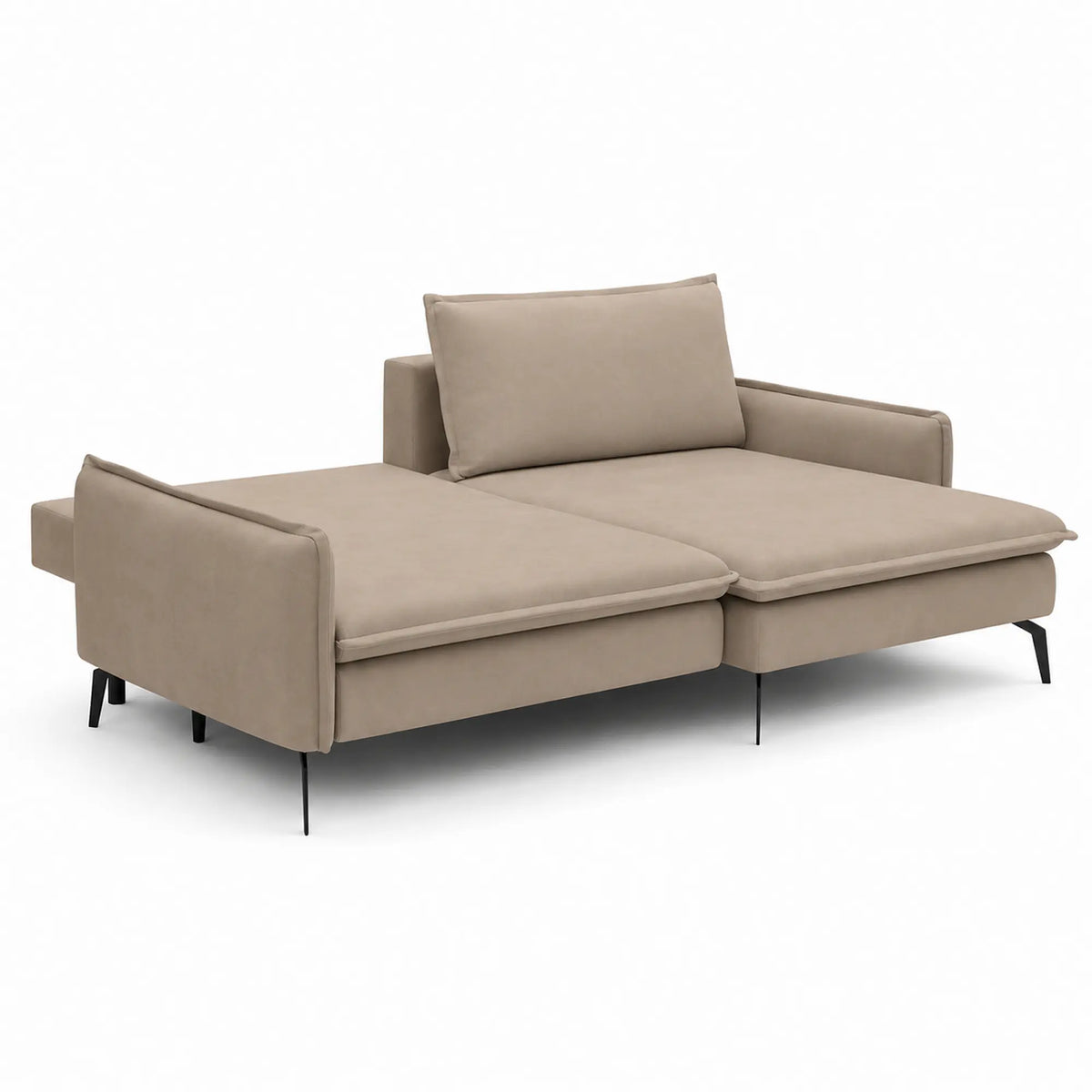 Coltar extensibil GLOSSY, sezlong dreapta, stofa catifelata bej - Riviera 16, cu lada depozitare, 226x162x88 cm