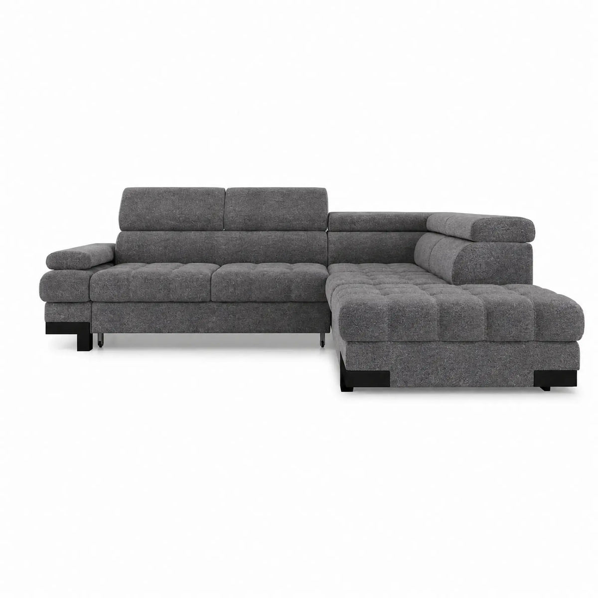 Coltar extensibil SELVA L, sezlong dreapta, stofa clasica gri - Austin 19, cu lada depozitare, 263x223x95 cm