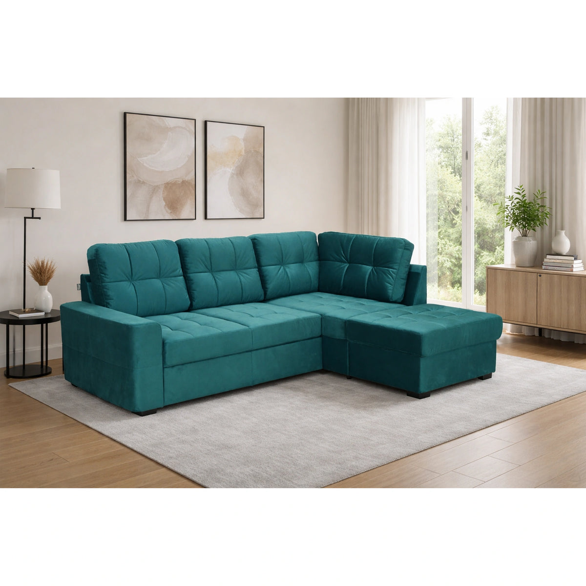 Coltar extensibil pentru living HERA, sezlong dreapta, stofa maro - Campsbay R458, 240x173x93 cm