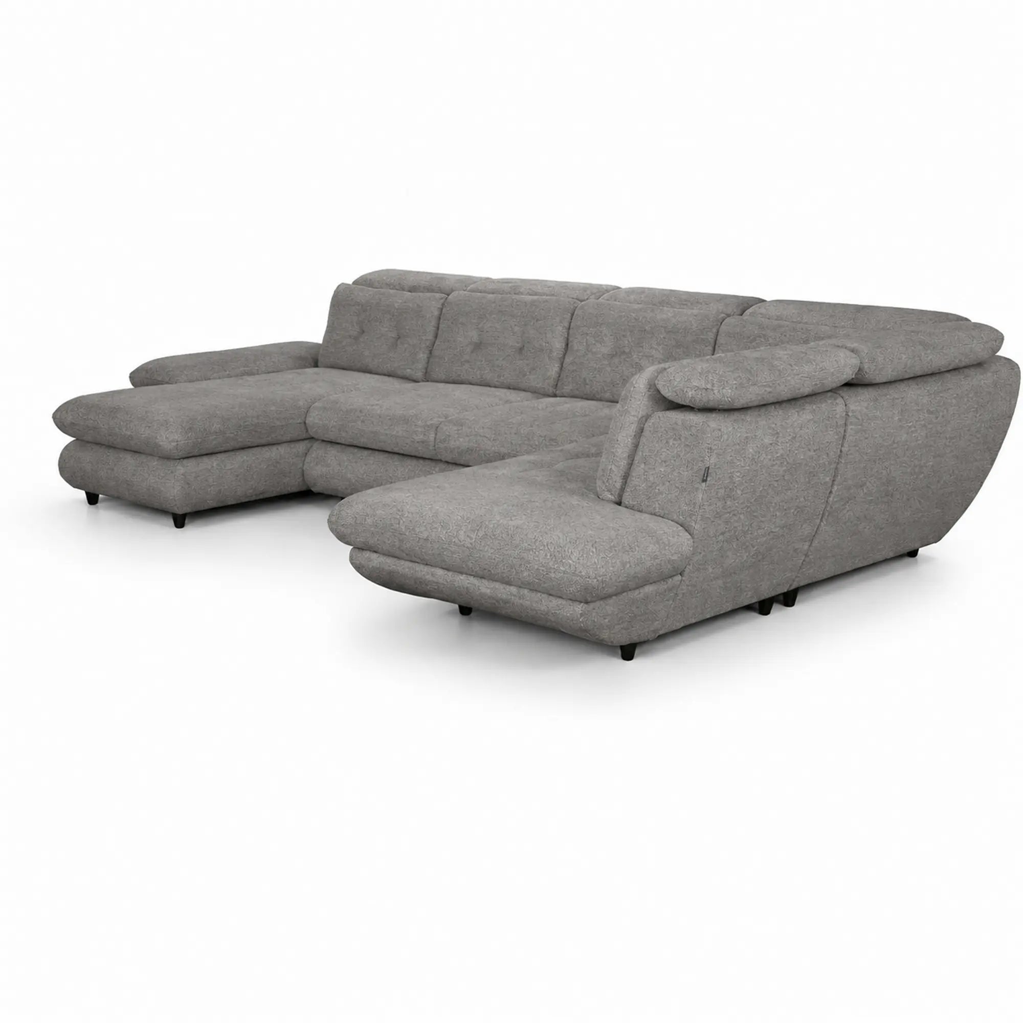Coltar living SIENA U, sezlong stanga, stofa gri - Frisco G706, 397x234x100 cm