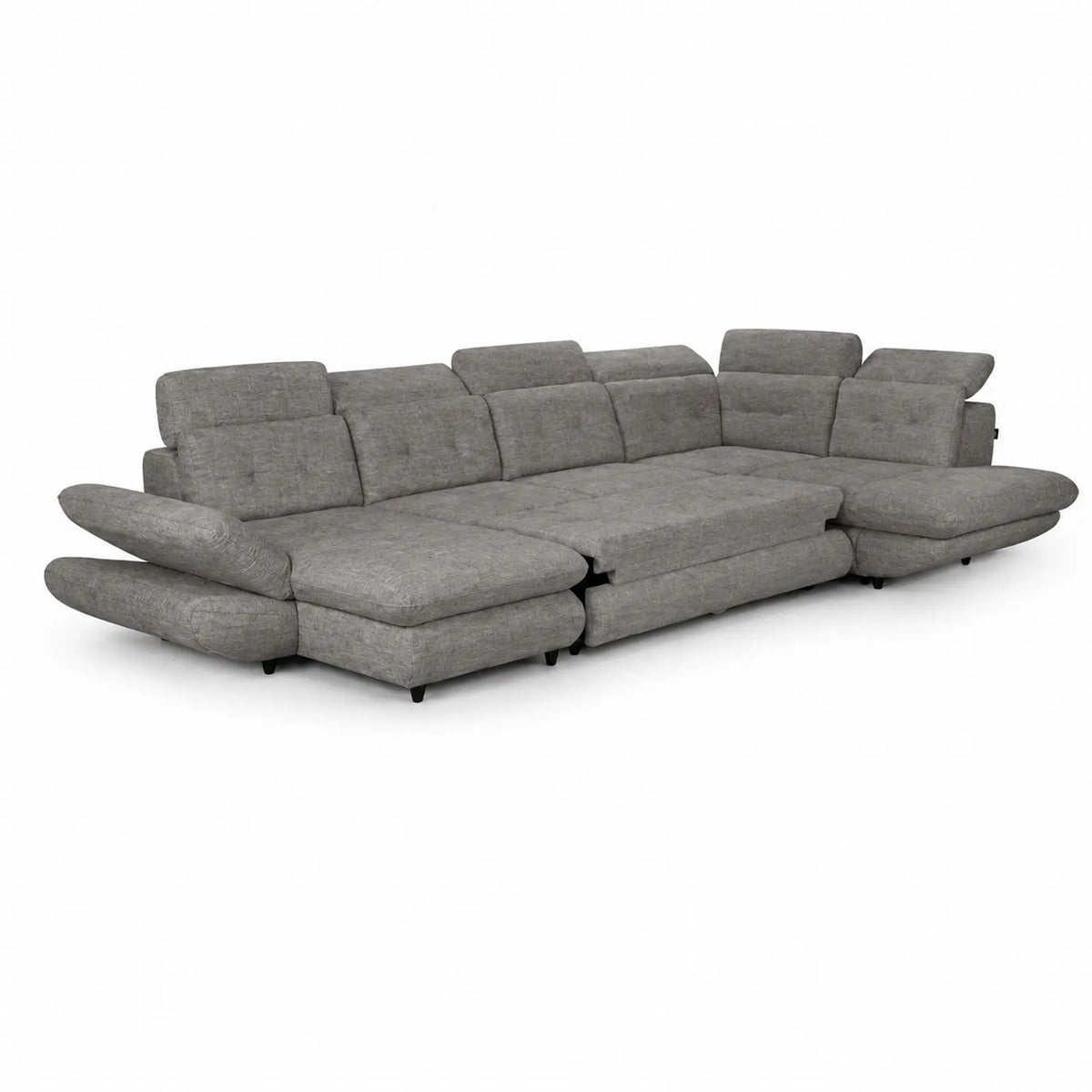 Coltar living SIENA U, sezlong stanga, stofa gri - Frisco G706, 397x234x100 cm