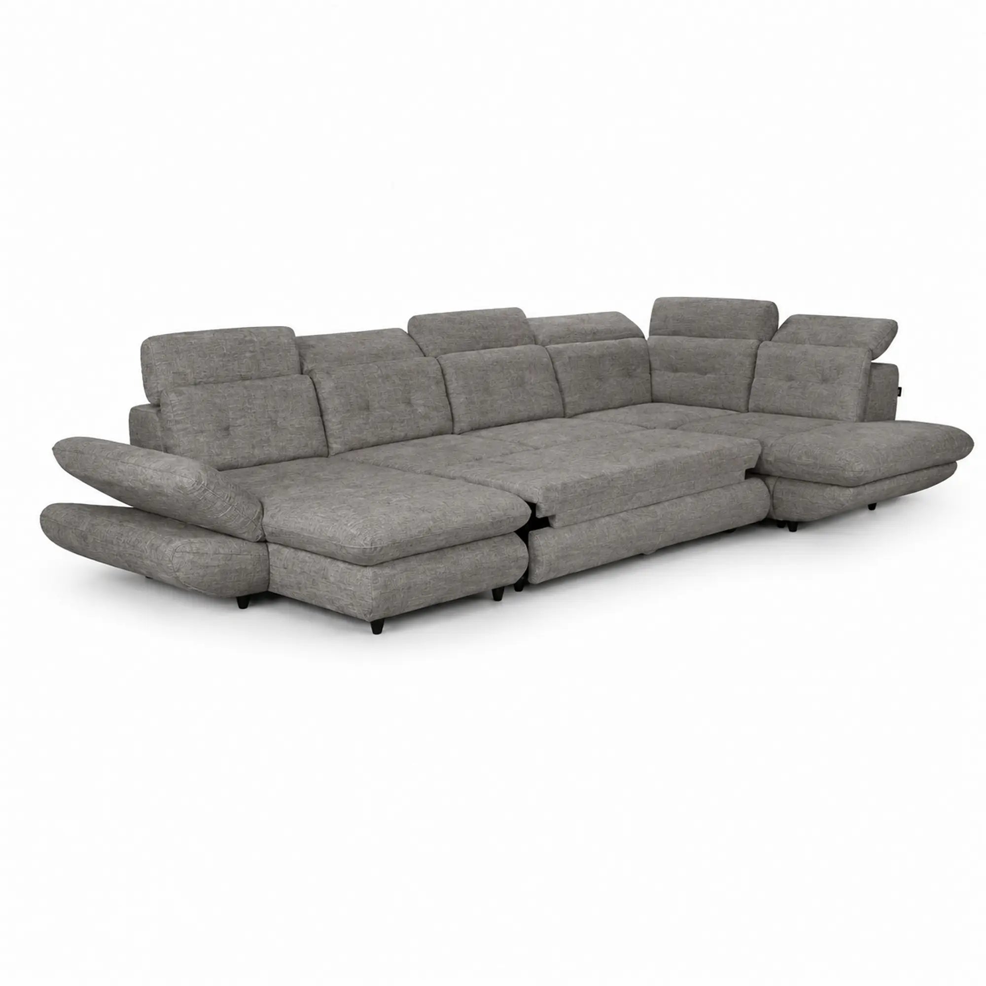 Coltar living SIENA U, sezlong stanga, stofa gri - Frisco G706, 397x234x100 cm