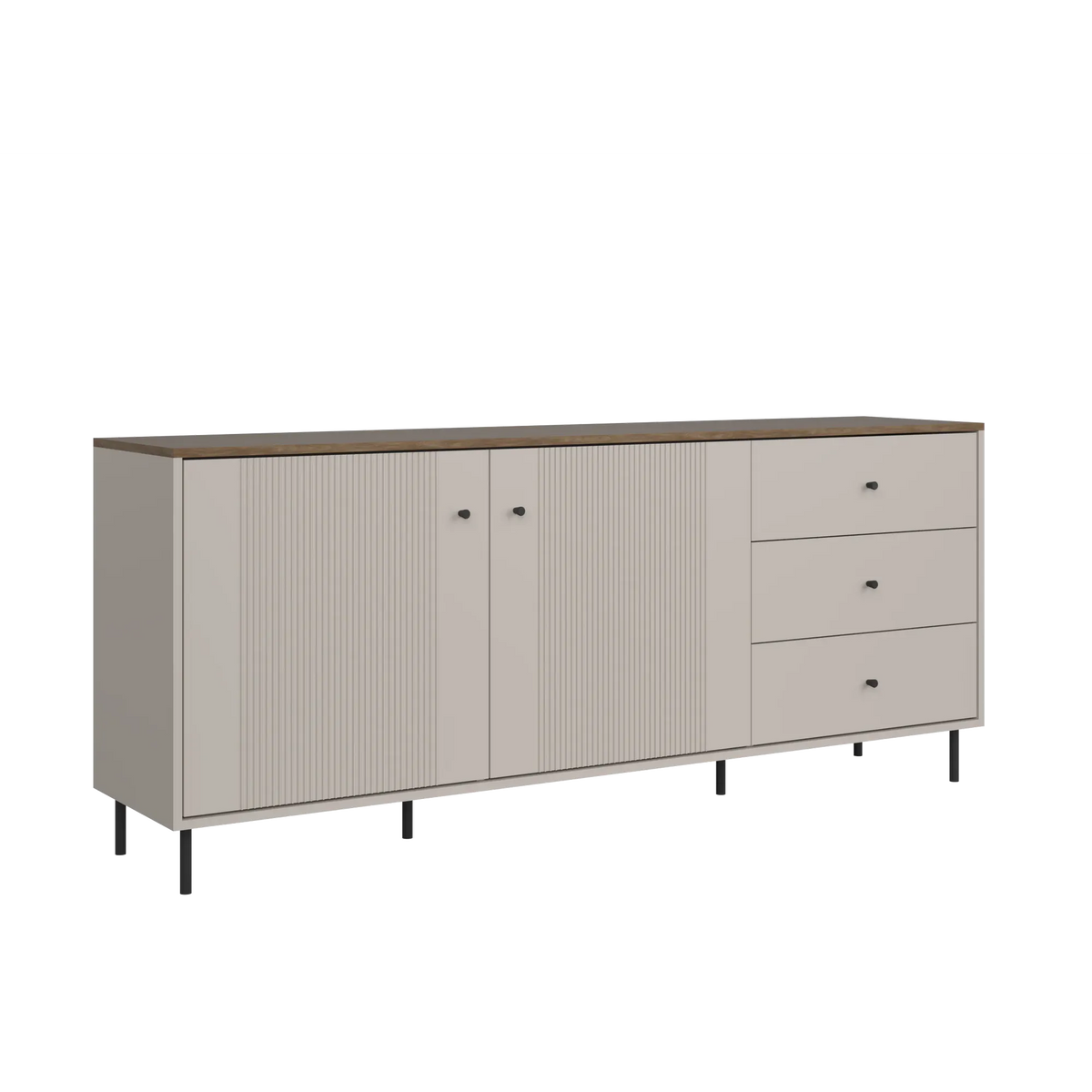 Comoda living TIRAMISU, casmir/stejar, PAL, 184x40x76 cm