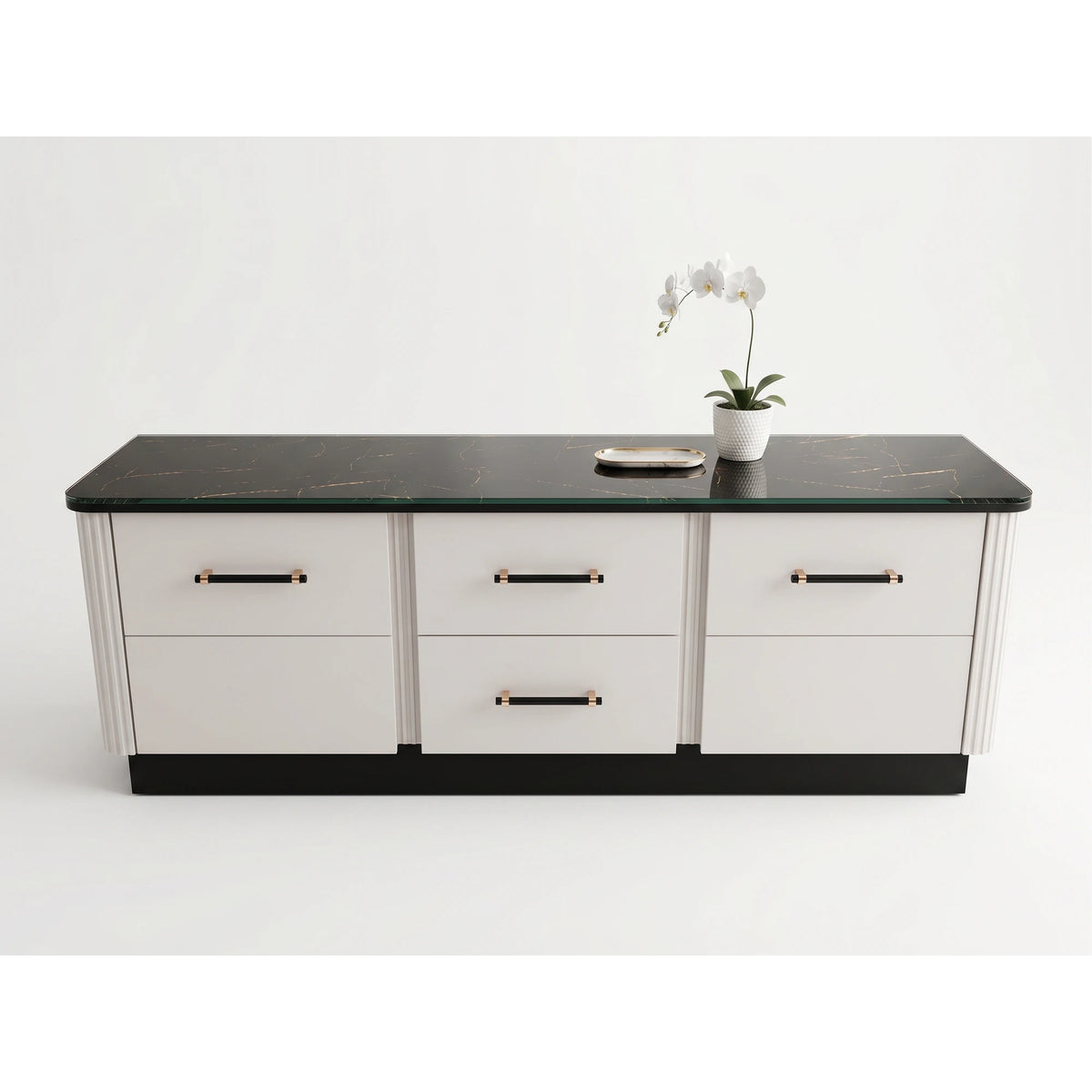 Comoda tv sufragerie SANTO SA4, casmir/negru, PAL laminat, 170x41x58 cm