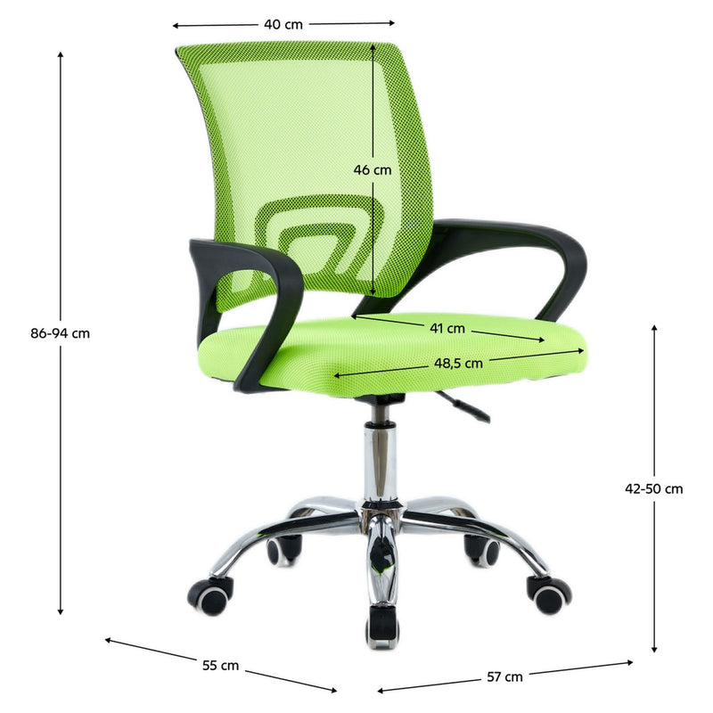 Scaun de birou DEX 4 NEW, verde/negru, material textil/plasă, 57x55x86-94 cm
