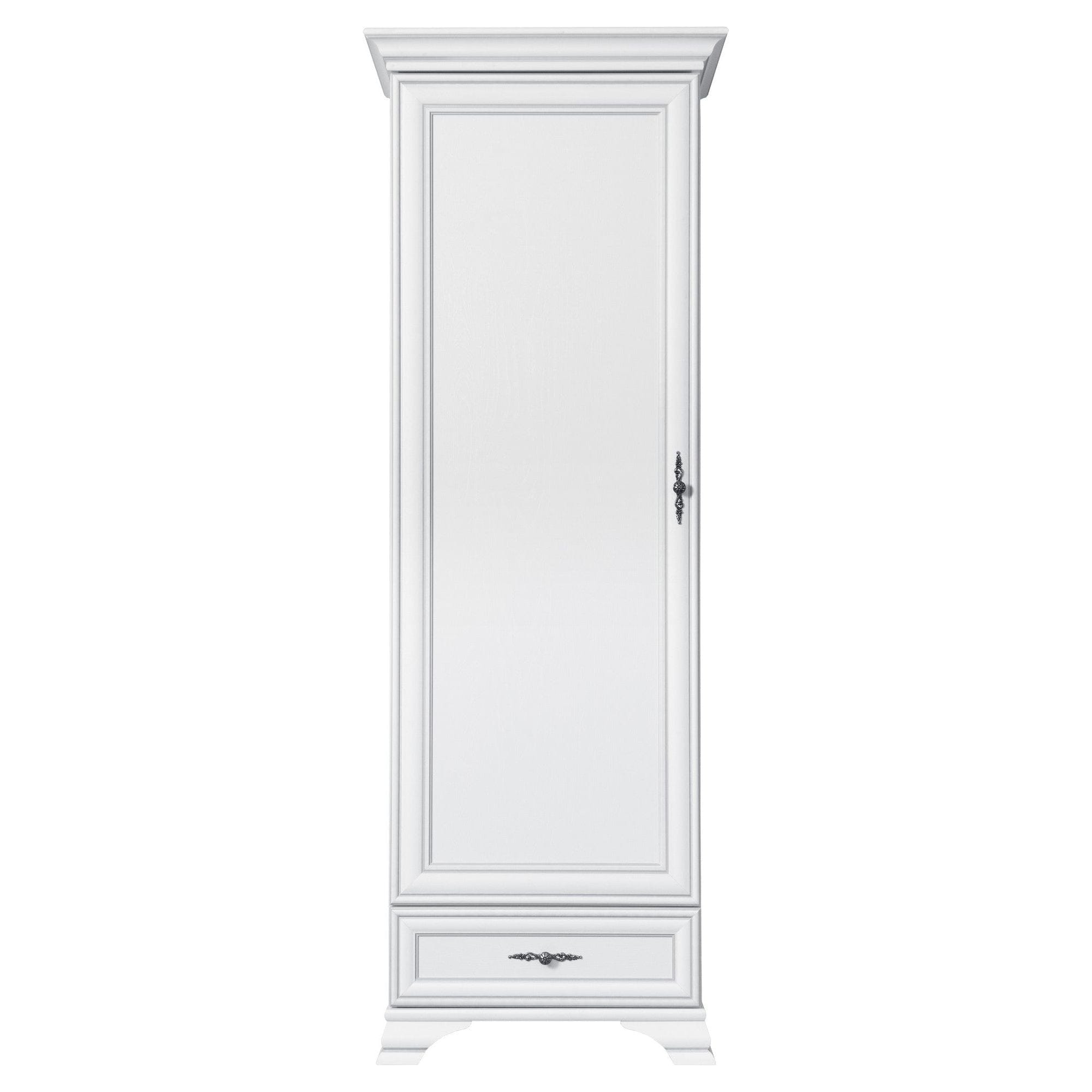 Mobilier living alb clasic IDENTO 7, format din vitrina, dulap, comoda, masuta cafea si comoda TV