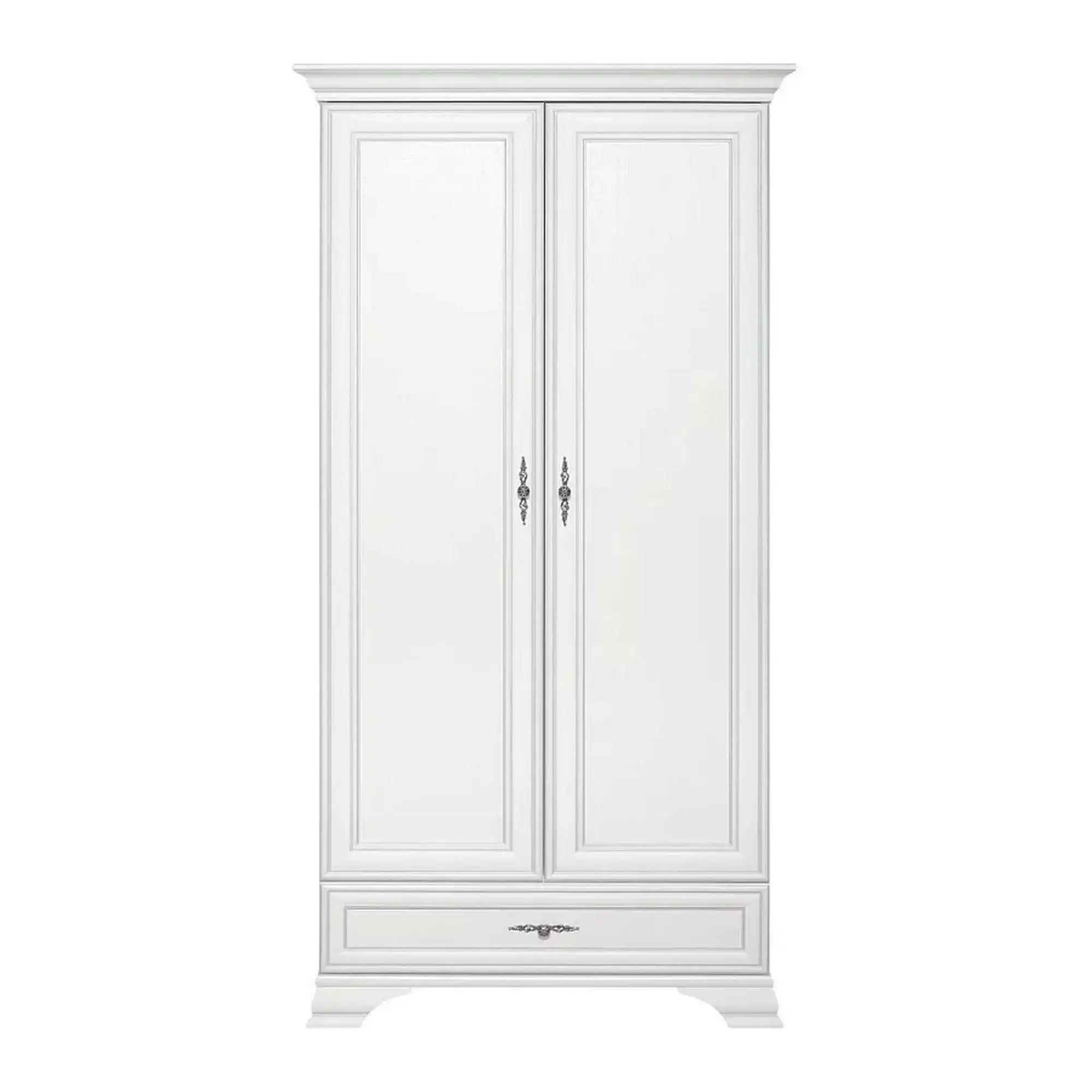 Dulap vintage alb IDENTO, alb, cu 2 usi si un sertar, 100x61x198 cm