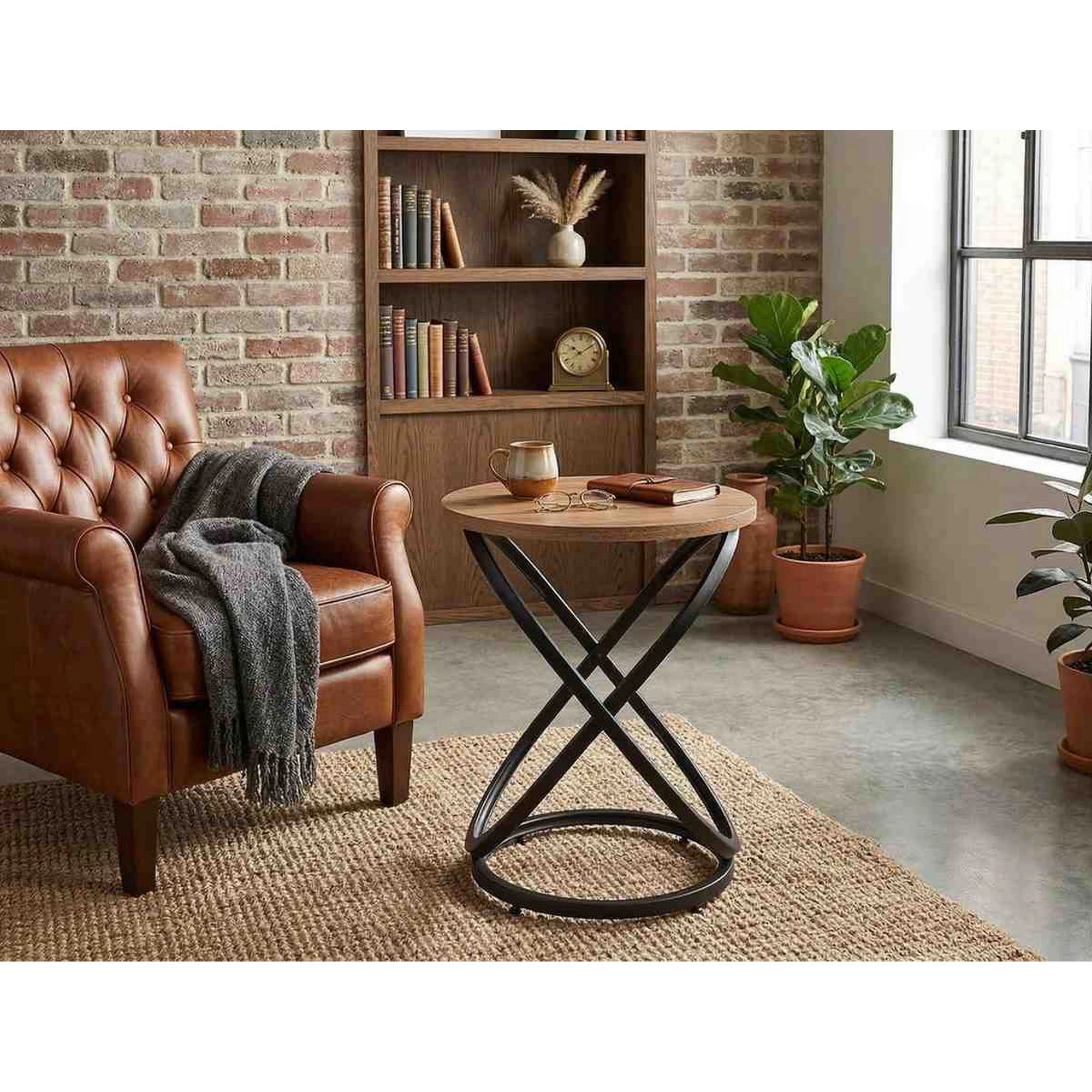 Masuta cafea EOS E, stejar artisan/negru mat, 45x55 cm