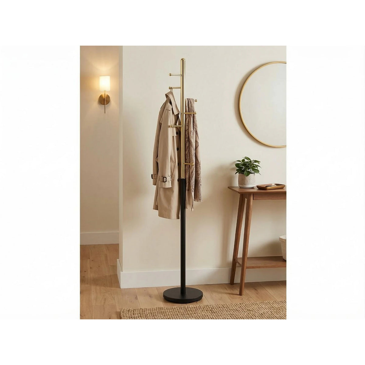 Cuier pom FERRO, auriu/negru, metal, 30x173 cm