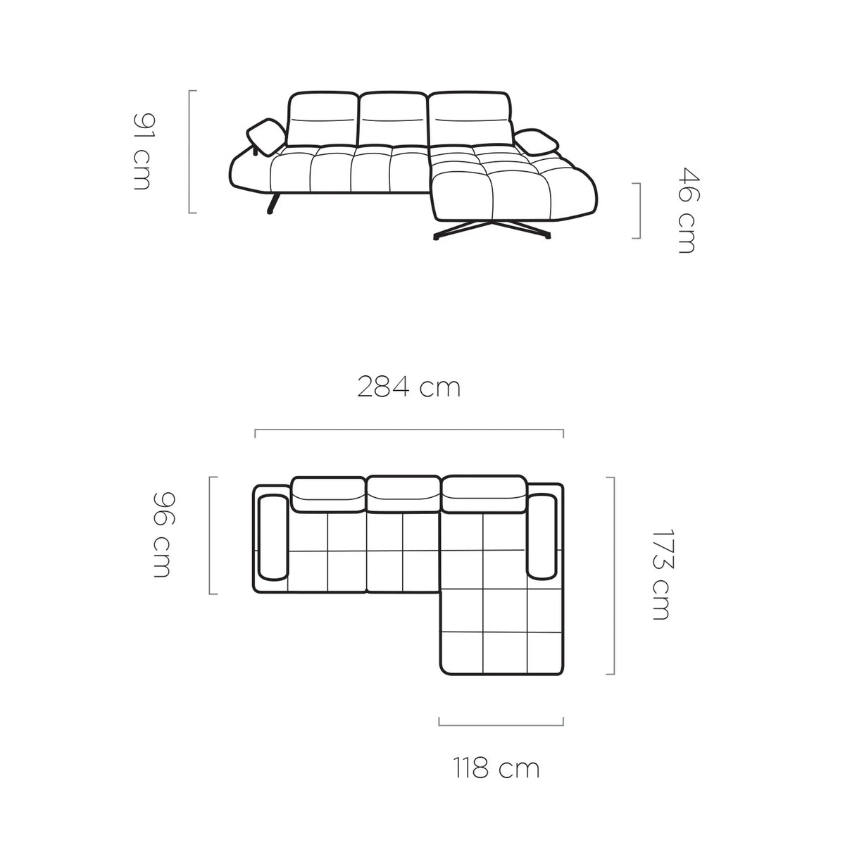 Coltar FALCAO S, personalizabil materiale Gama Premium, tetiere reglabile, 284x173x91 cm