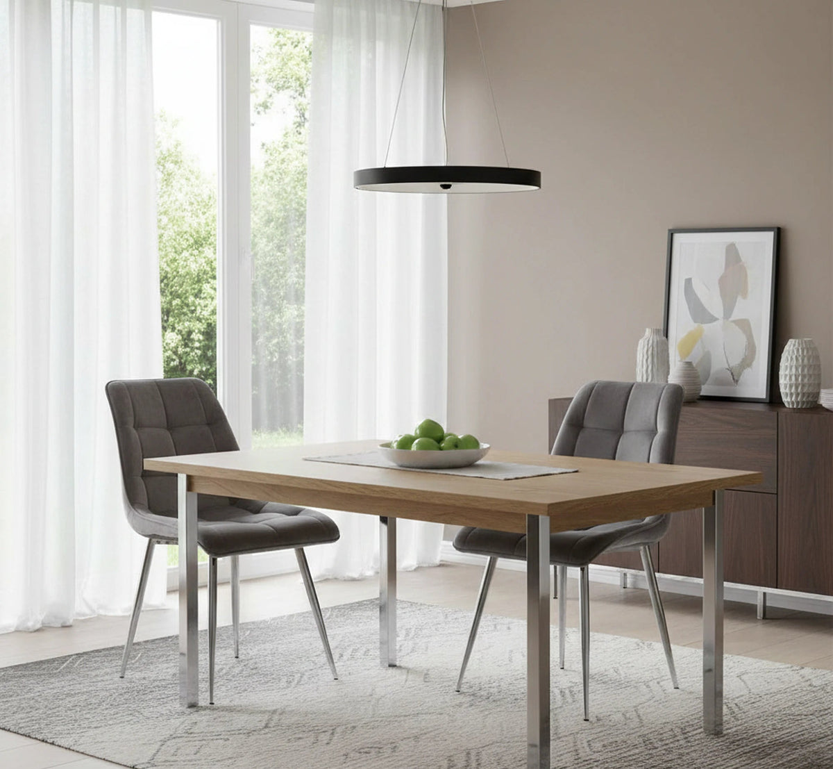 Scaun CHIC, gri/crom, stofa catifelata/metal, 50x43x88 cm