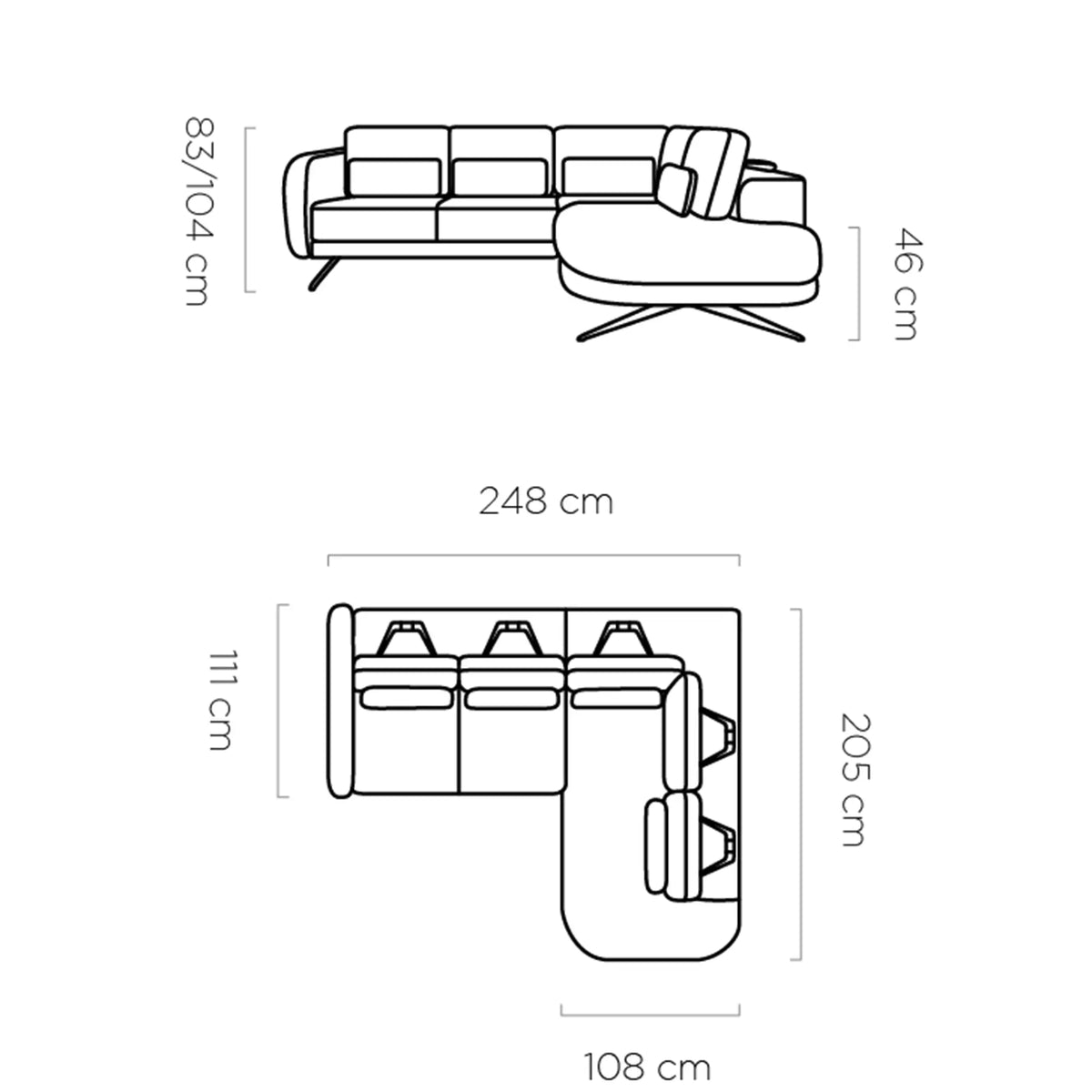 Coltar ILUSIO L, personalizabil materiale Gama Premium, cu tetiere reglabile si reglaj electric, 248x205x104 cm