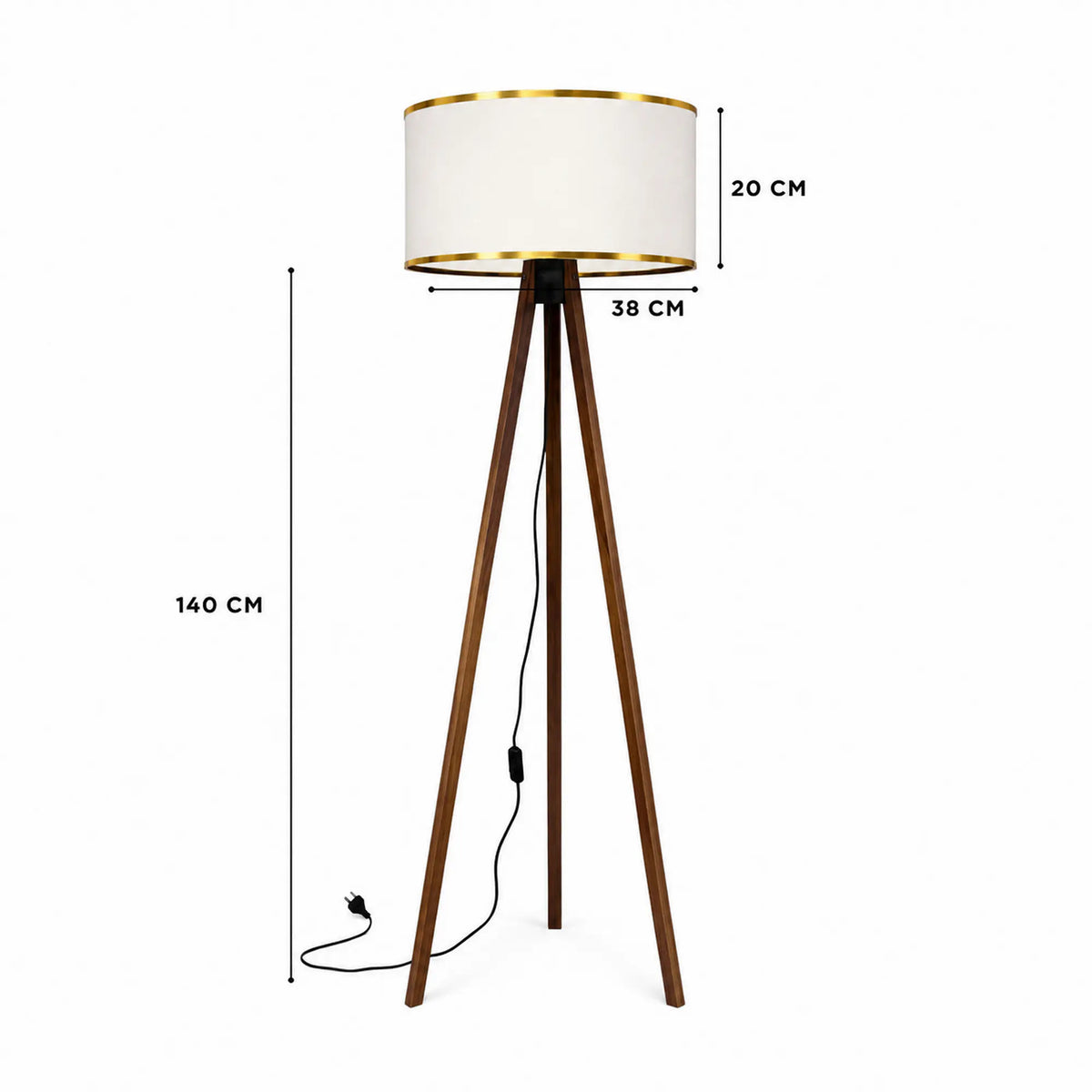Lampadar AYD-2984, alb, lemn/țesătură, 38x140 cm