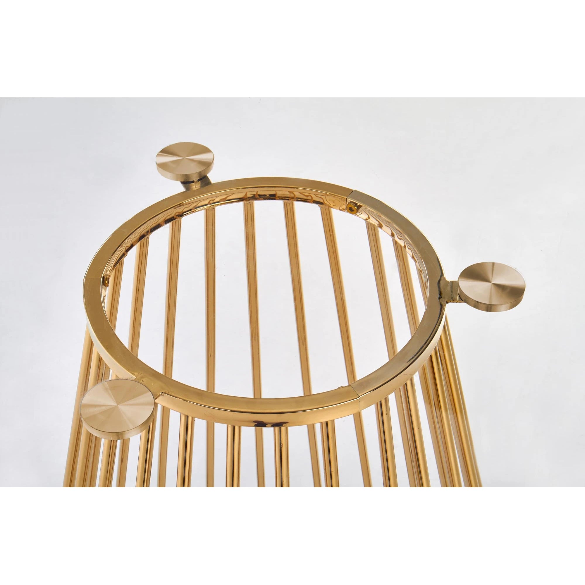 Masa sticla rotunda bucatarie LIVERPOOL, transparent/auriu, 120x120x75 cm
