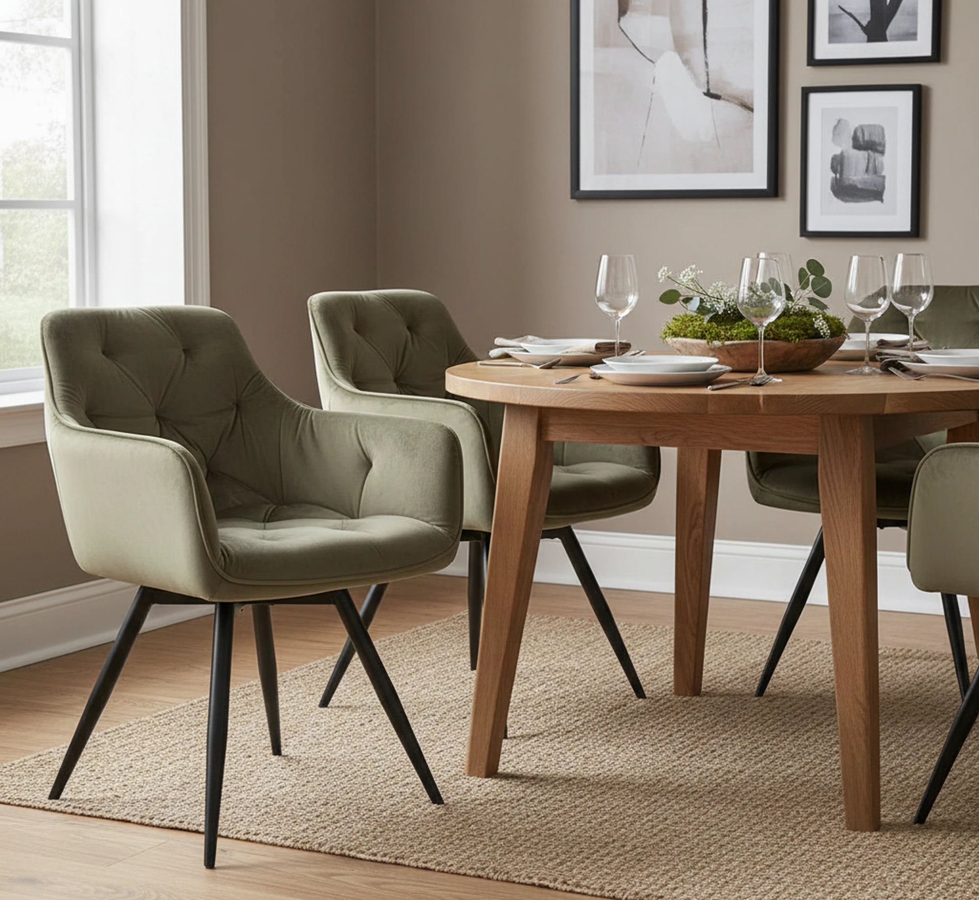 Scaun MANGO, verde maslin/negru, stofa catifelata/metal, 57x45x83 cm