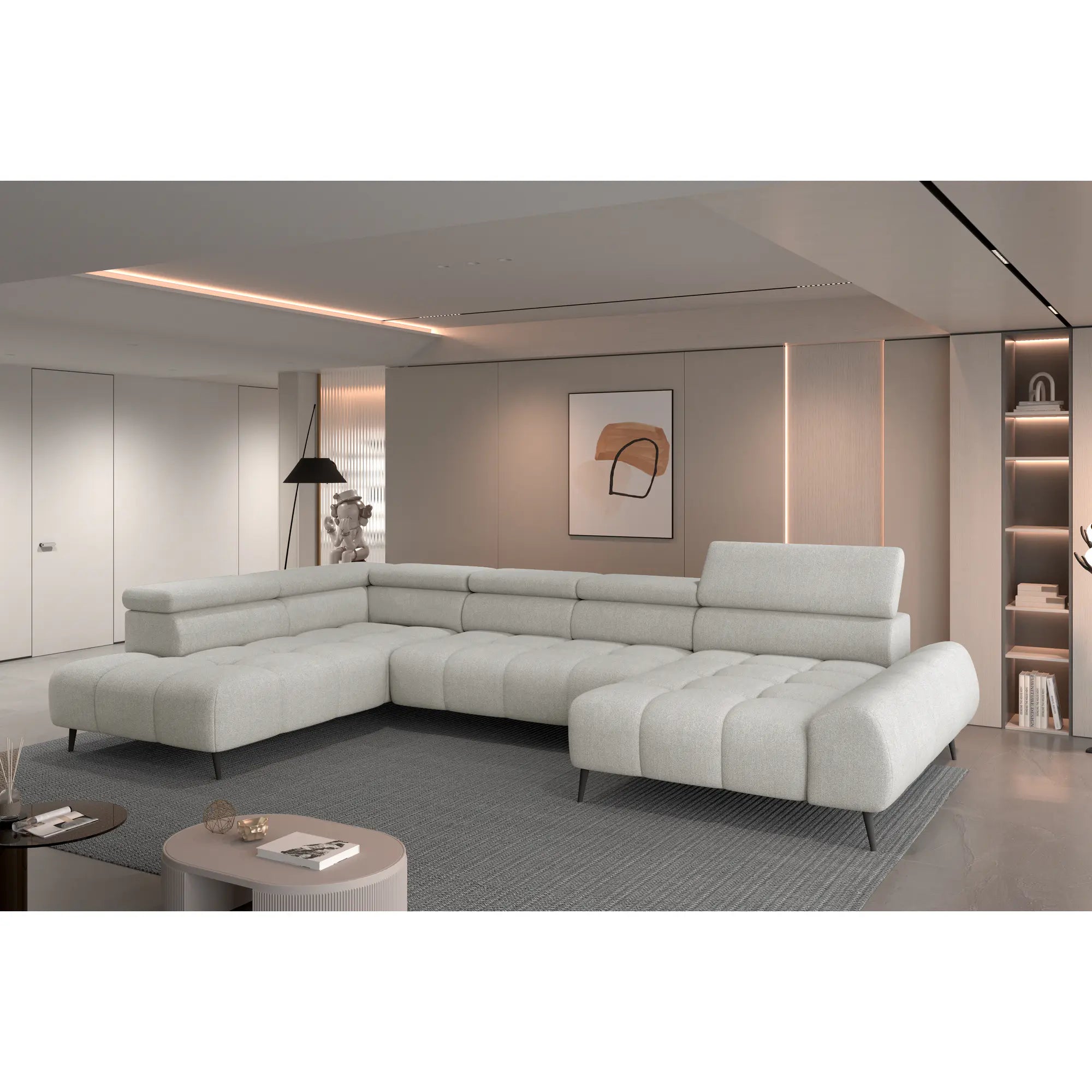 Coltar MAVEL XL, personalizabil materiale Gama Premium, cu reglaj electric, 367x208x100 cm