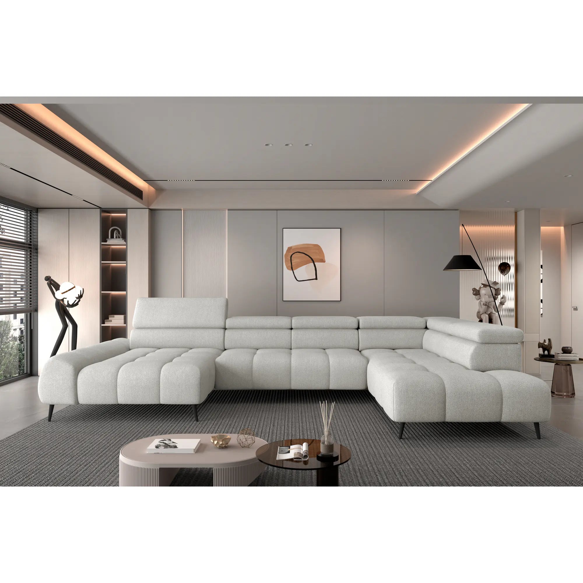 Coltar MAVEL XL, personalizabil materiale Gama Premium, cu reglaj electric, 367x208x100 cm