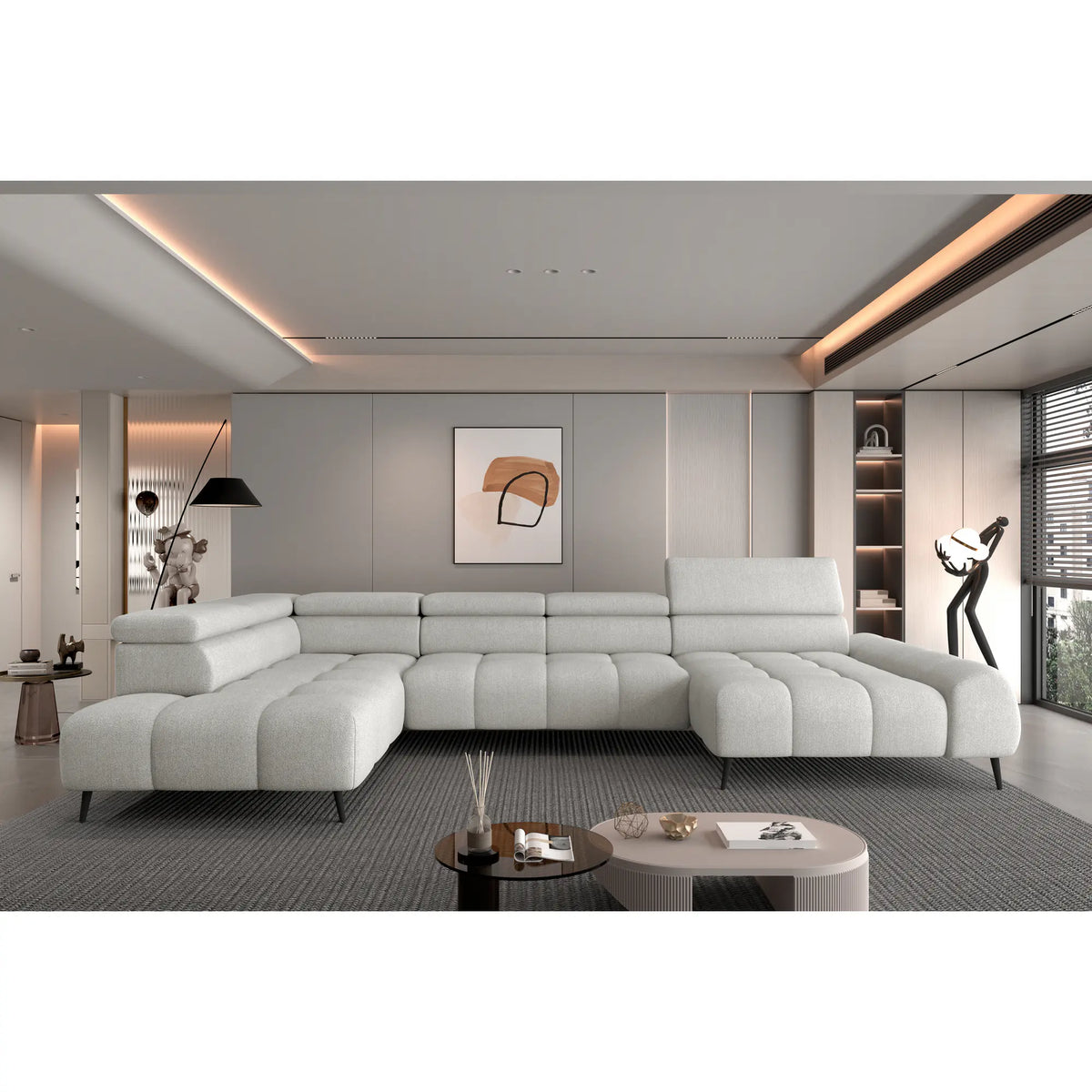 Coltar MAVEL XL, personalizabil materiale Gama Premium, cu reglaj electric, 367x208x100 cm
