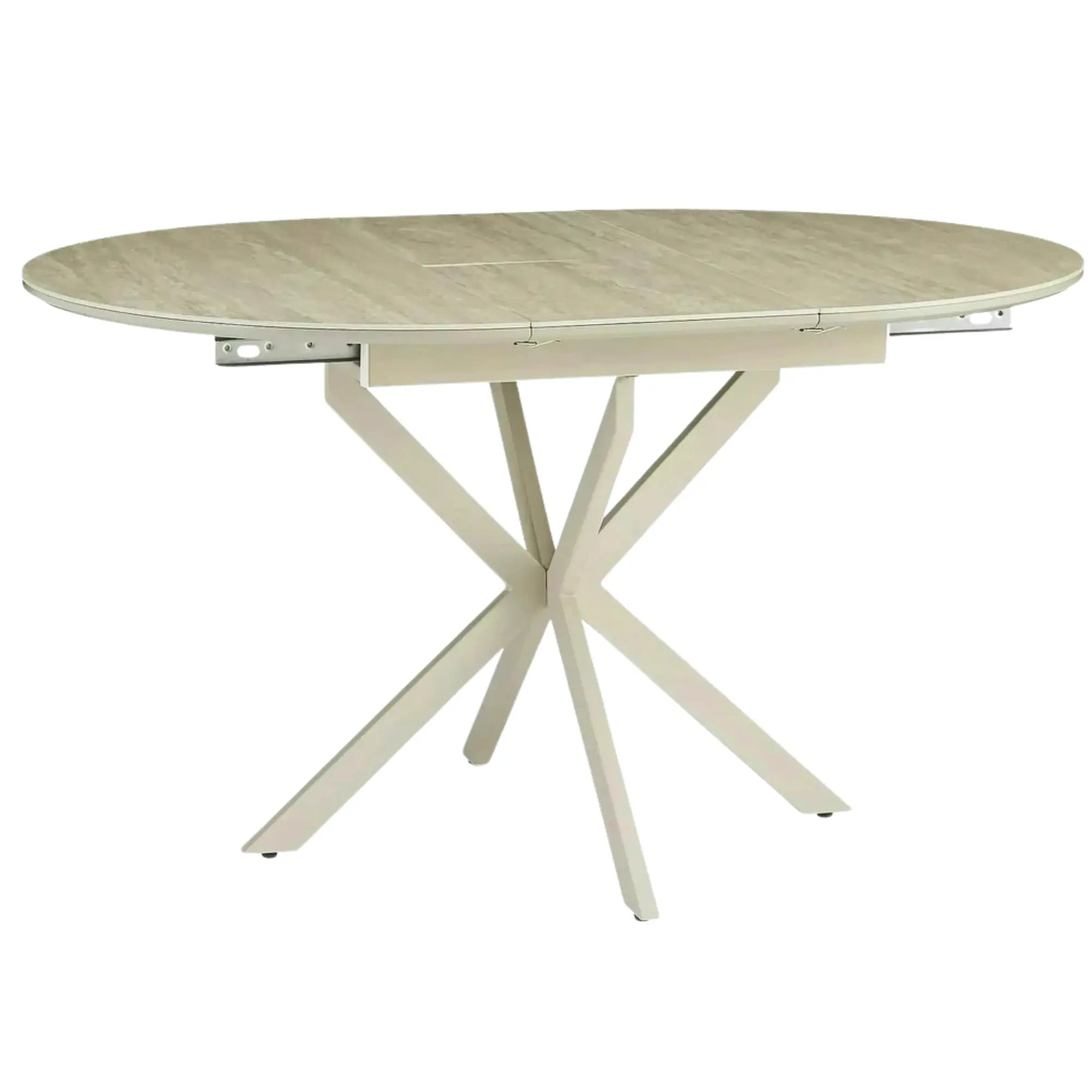 Masă extensibilă GASTON, bej/cașmir, ceramică/metal/MDF, 100–135x100x76 cm