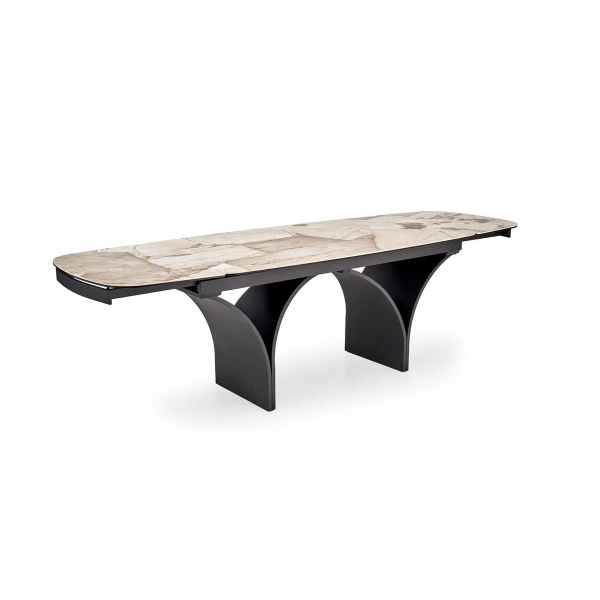 Masa extensibila ALTER, bej/negru, ceramica/sticla/metal, 180/260x90x74 cm