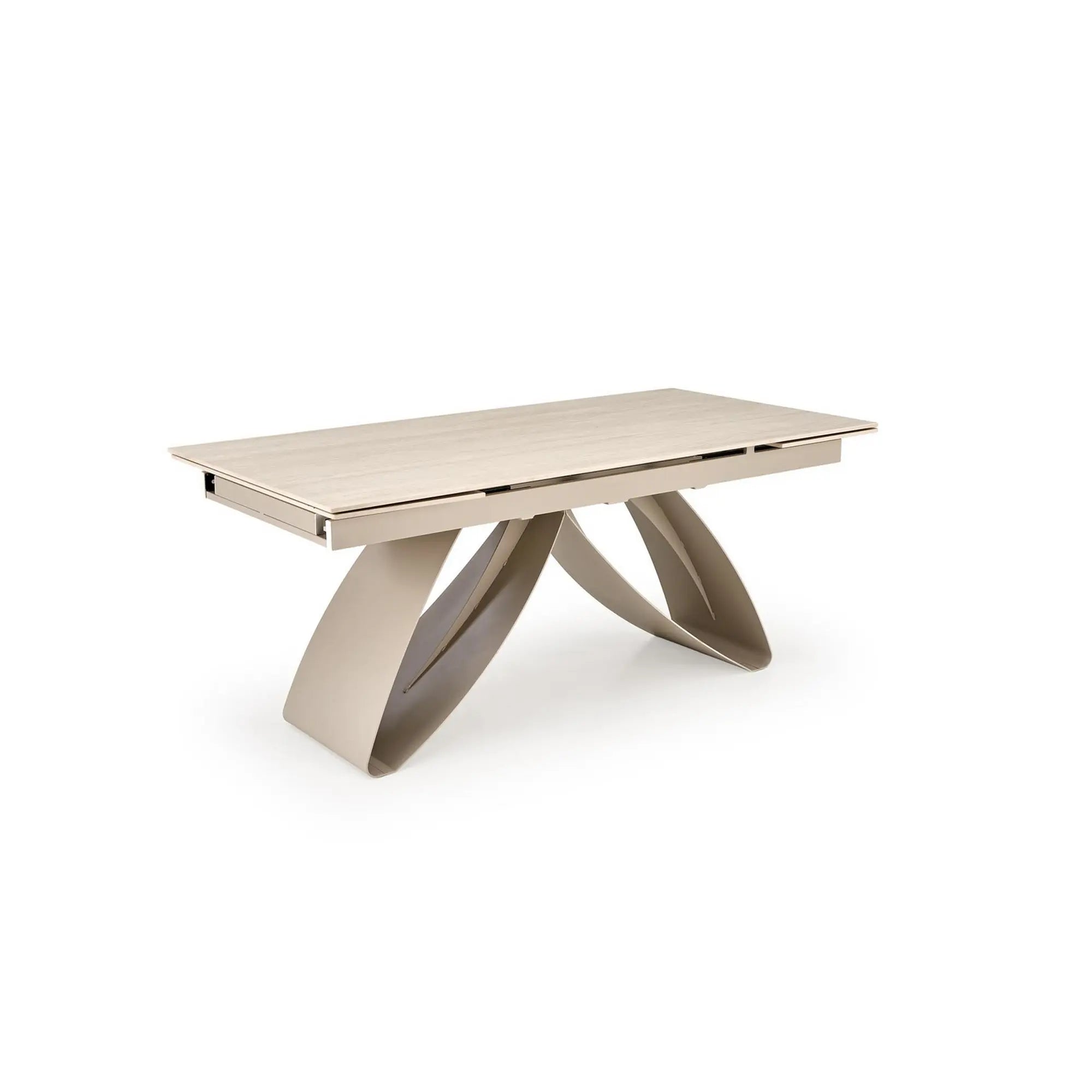 Masa extensibila HILARIO, travertin/casmir, piatra sinterizata/metal, 180/260x90x75 cm