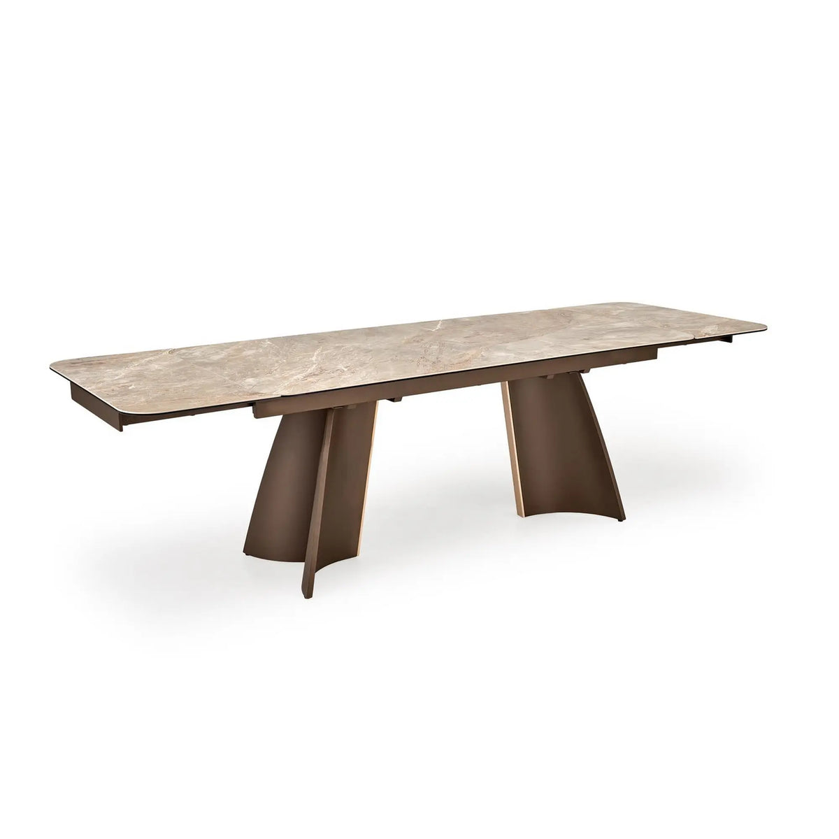 Masa extensibila VESNA, bej/maro, ceramica/sticla/metal/lemn, 180/260x90x76 cm