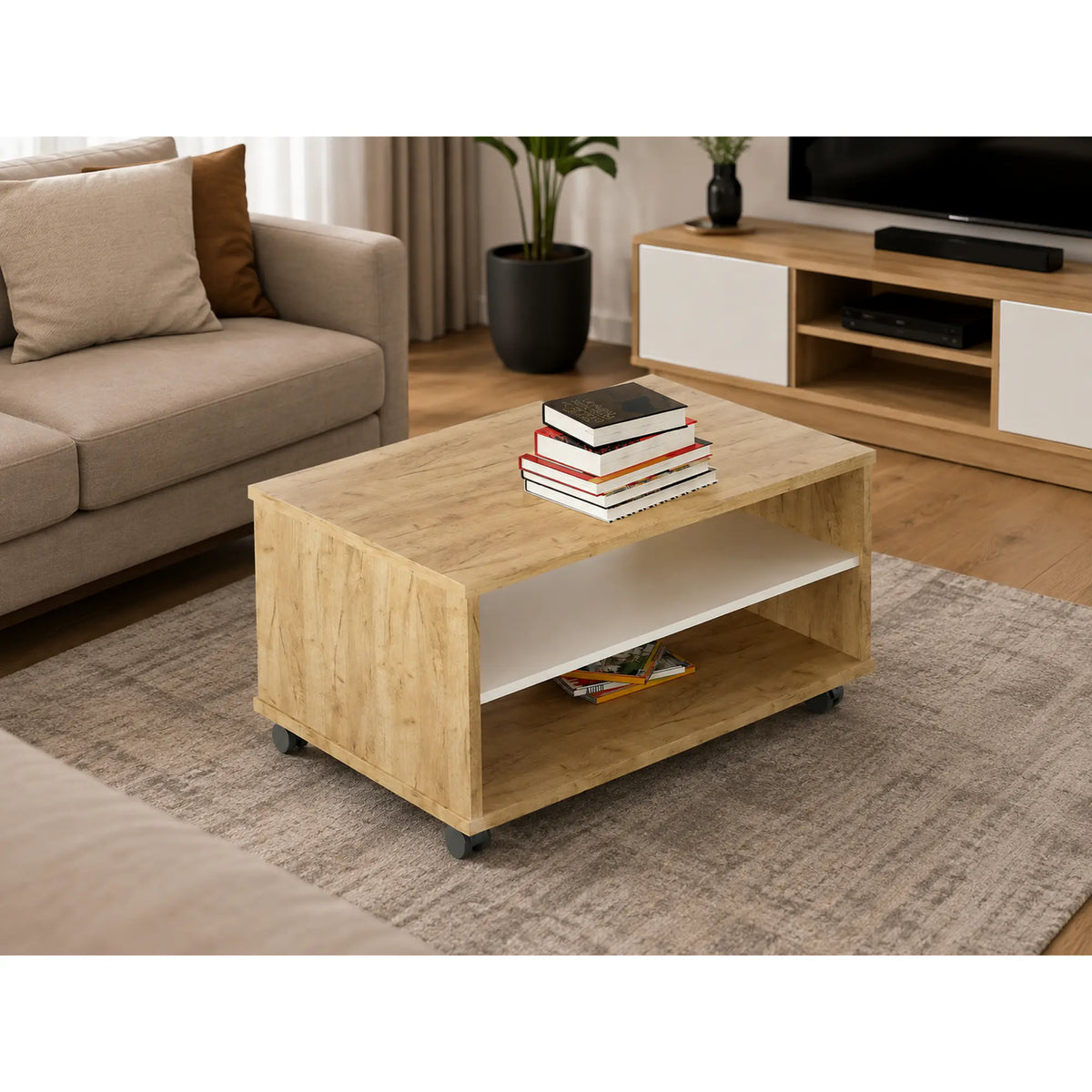 Masuta cafea RIOMA TYP 32, stejar artisan/alb, DTD laminat, 90x60x45 cm