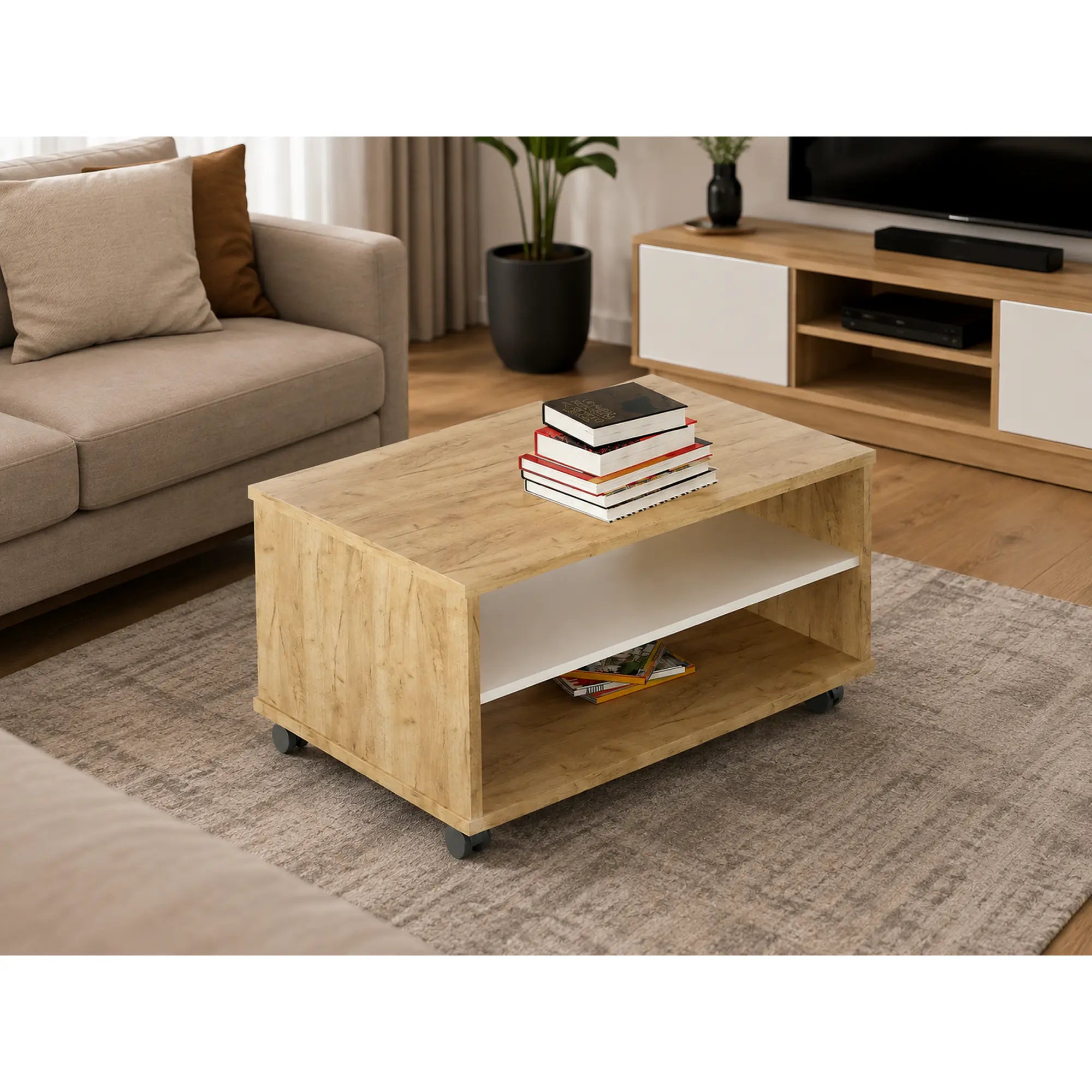 Masuta cafea RIOMA TYP 32, stejar artisan/alb, DTD laminat, 90x60x45 cm