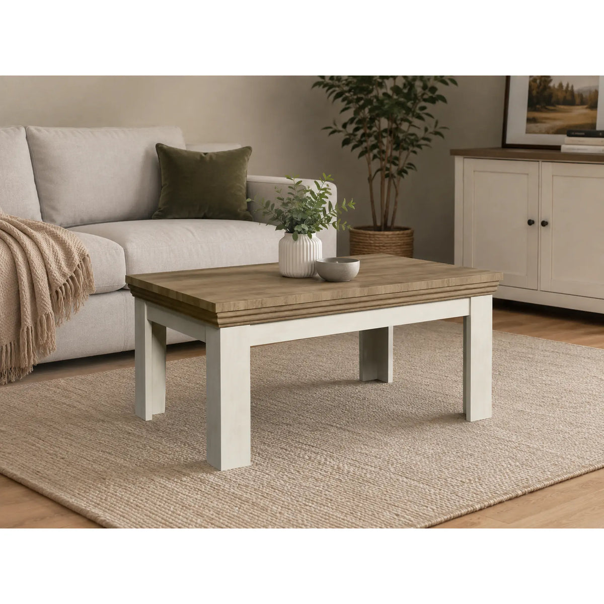 Masuta cafea ROYAL LN, pin nordic/stejar salbatic, PAL melaminat, 90x60x50 cm