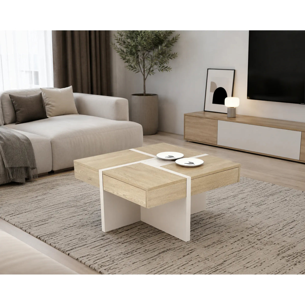 Masuta cafea SEVILLA S, stejar cremona/casmir, PAL, 80x80x43 cm