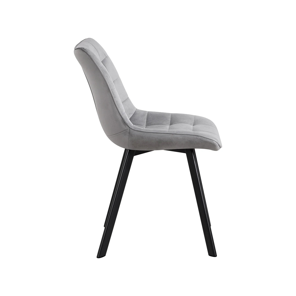 Scaun tapitat MEL, gri deschis/negru, stofa catifelata/metal, 47x56x84 cm
