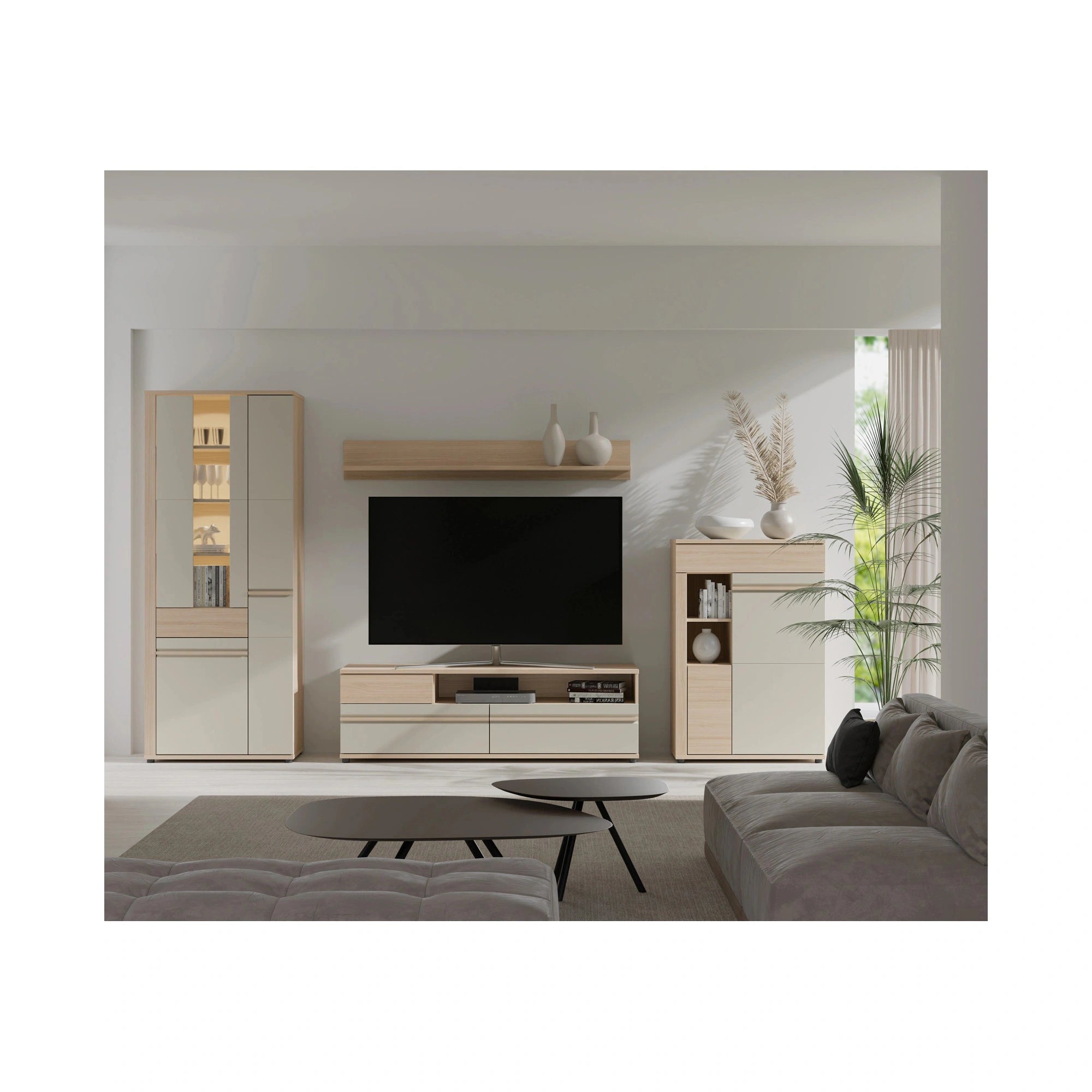 Mobila living led OSLO, stejar riva/casmir, PAL laminat, 4 piese