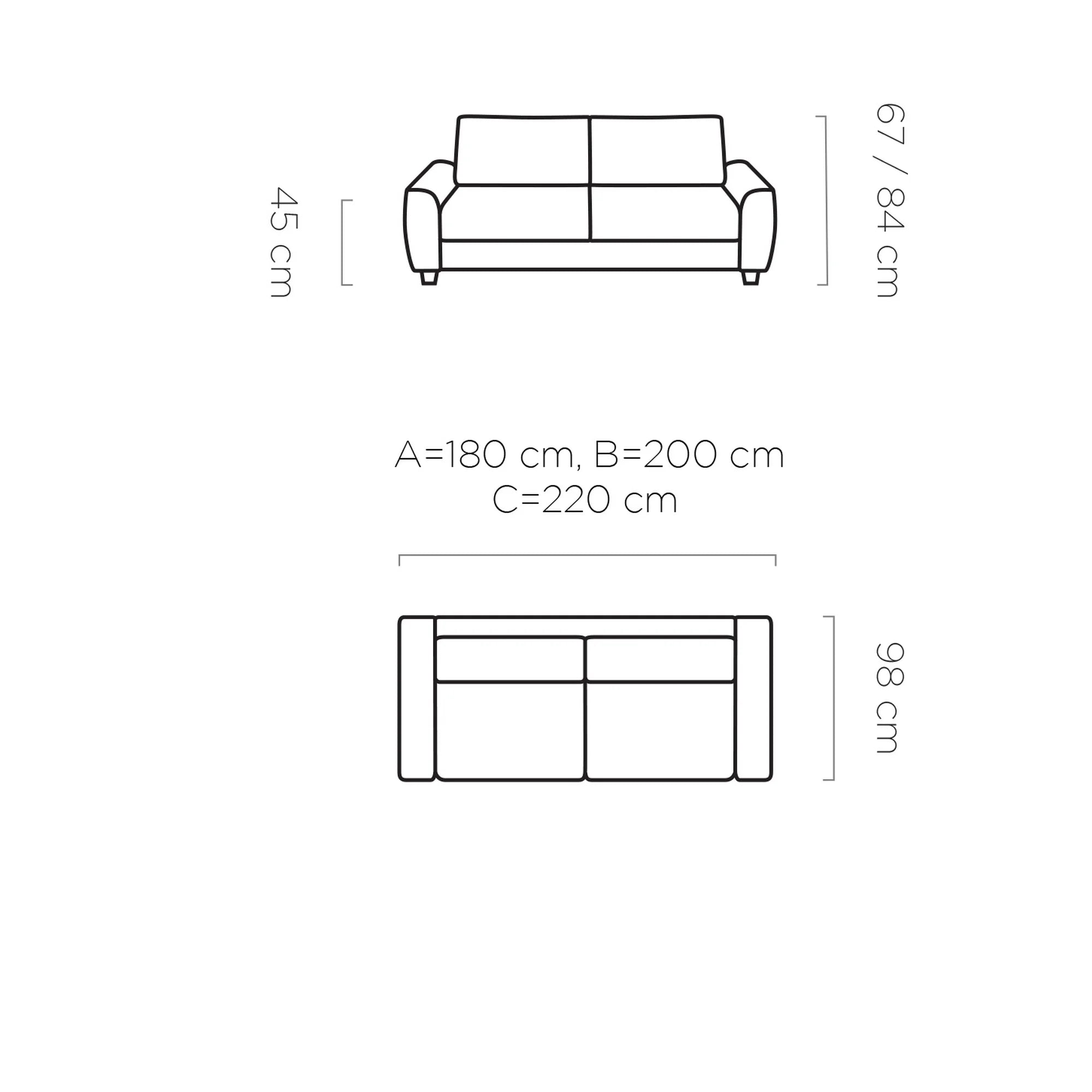 Canapea extensibila MONZA 160, personalizabil materiale gama Oferta Avantaj, 220x98x84 cm