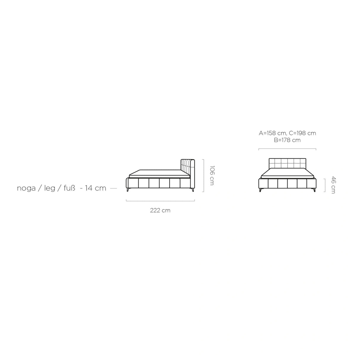 Pat NAOMI SR 160x200, personalizabil materiale gama Premium, somiera metalica si sistem de reglare