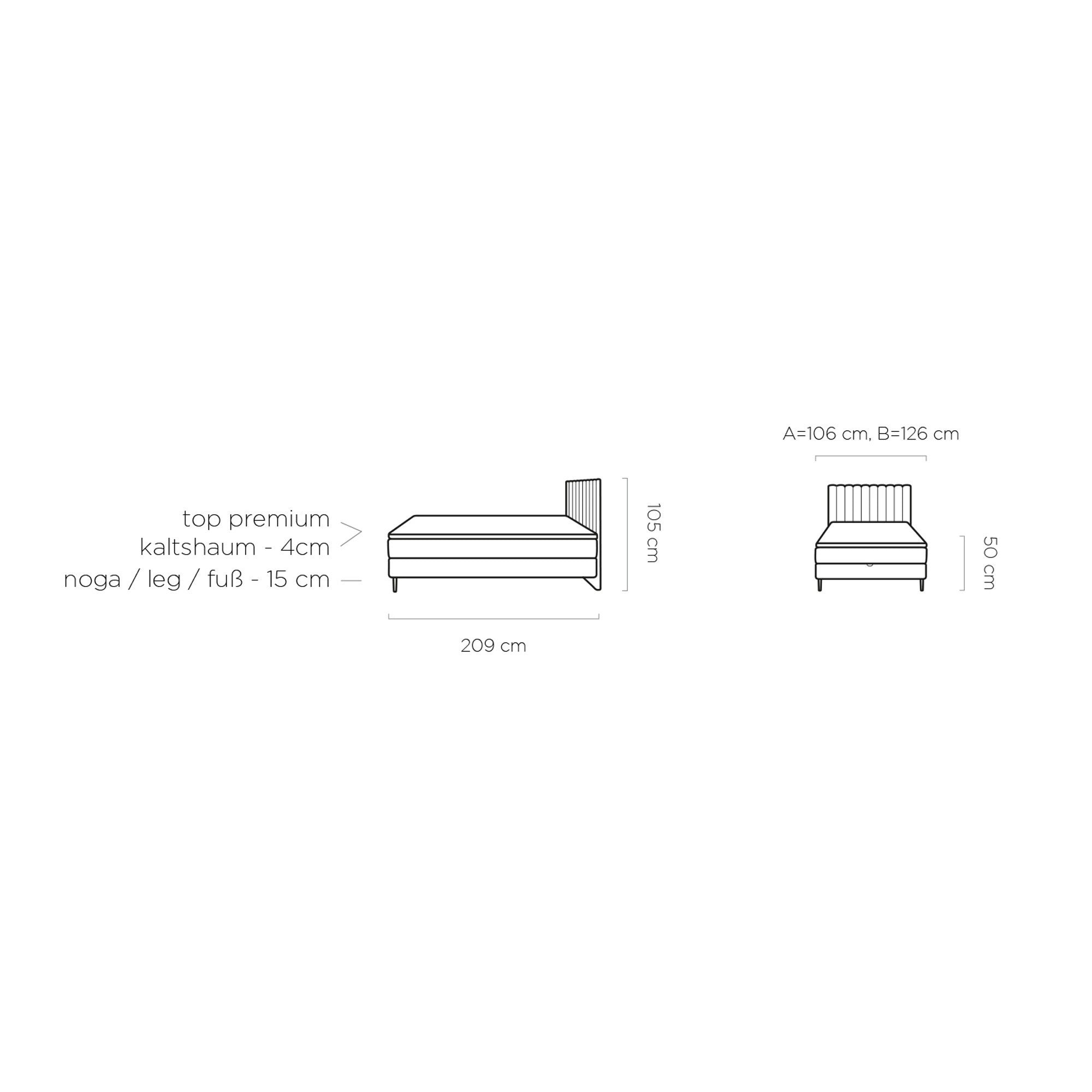 Pat NEPO 100x200, personalizabil materiale Gama Premium, cu spatiu depozitare, suport saltea, saltea, pistoane si topper