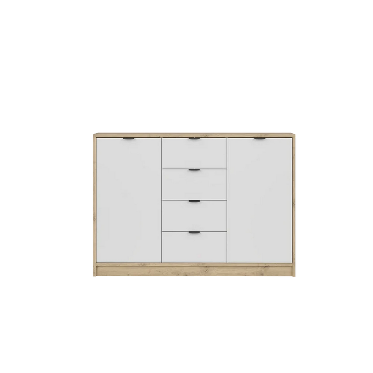 Comoda living NEPON, stejar artisan/alb, PAL laminat, 119x34x84 cm