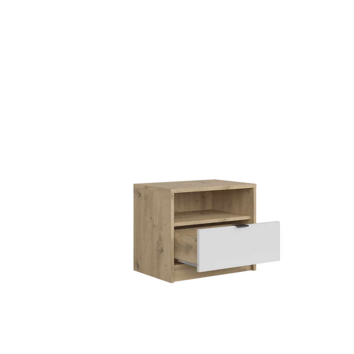 Noptiera 50 cm Nepon, stejar artisan/alb, PAL laminat