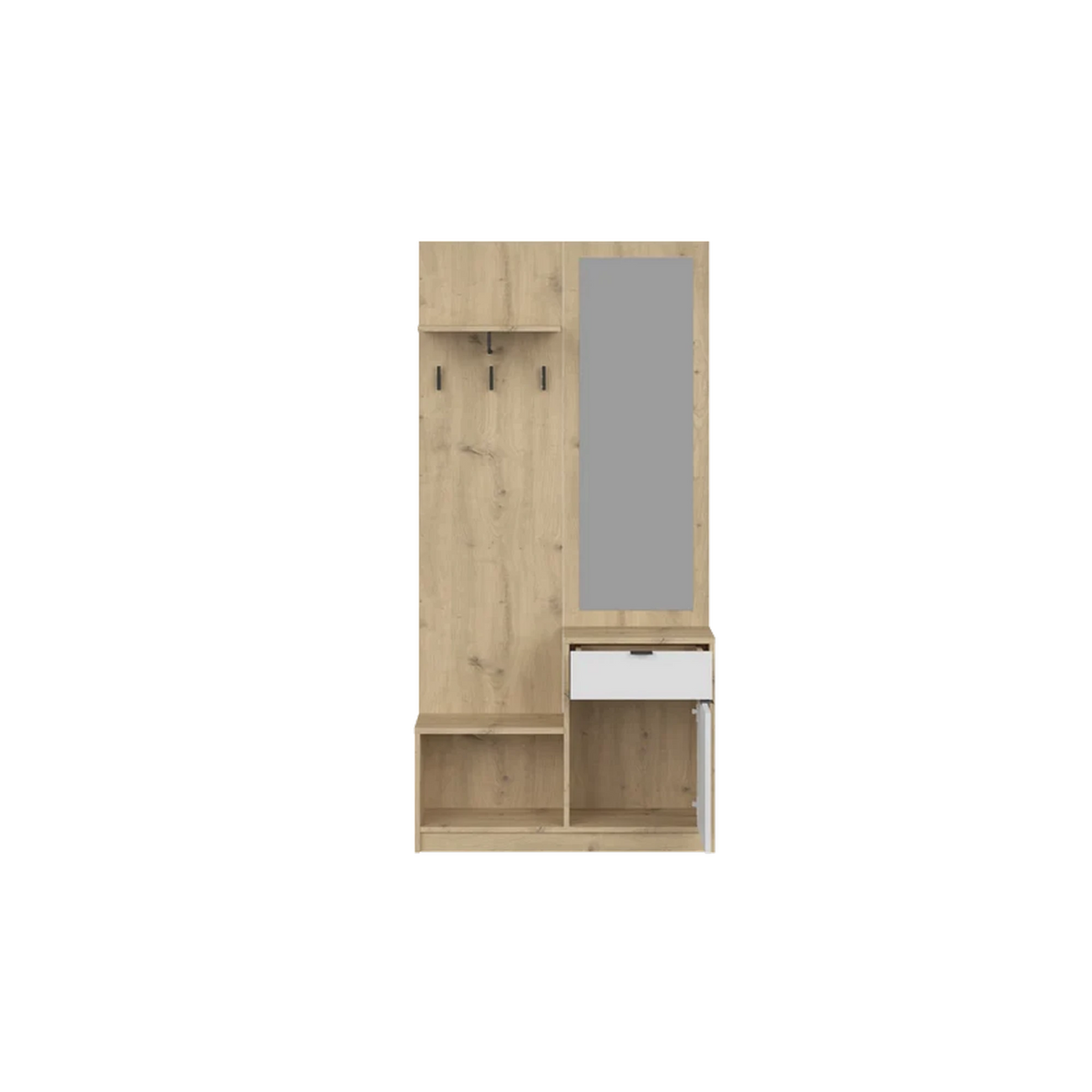 Mobilier hol NEPON, stejar artisan/alb, PAL laminat, 90x31x184 cm