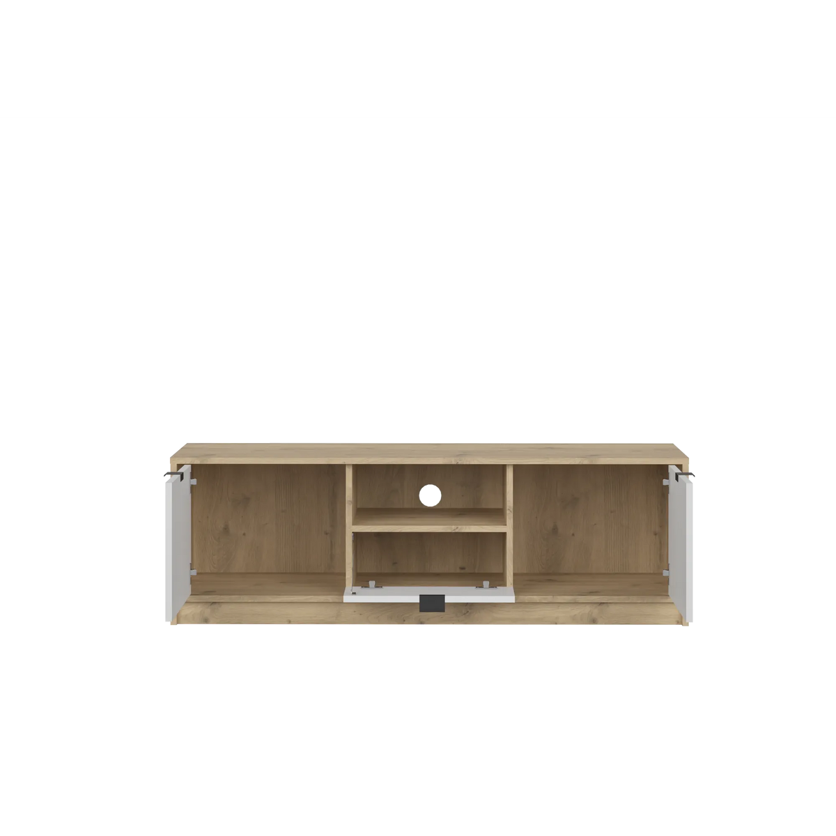 Comoda TV NEPON, stejar artisan/alb, PAL laminat, 130x42x44 cm