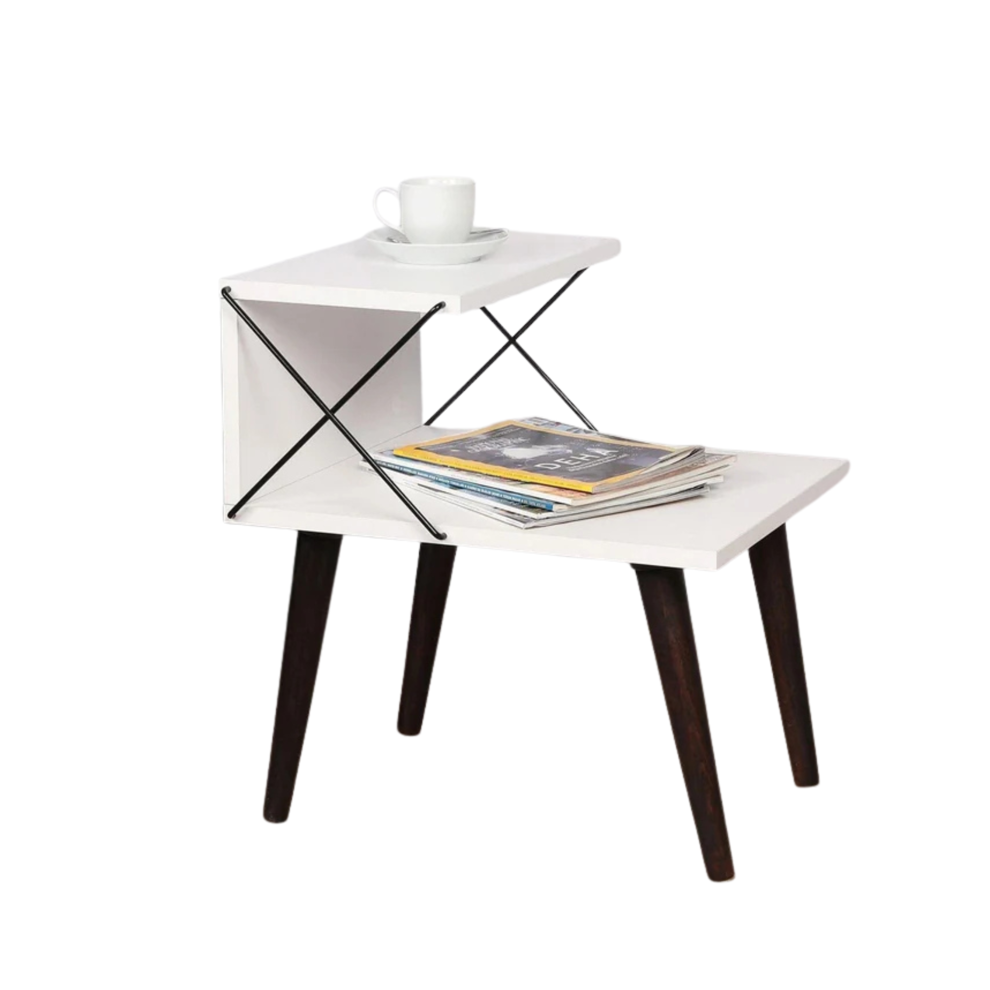 Noptiera Cross, alb/negru, PAL melaminat, 50x40x55 cm