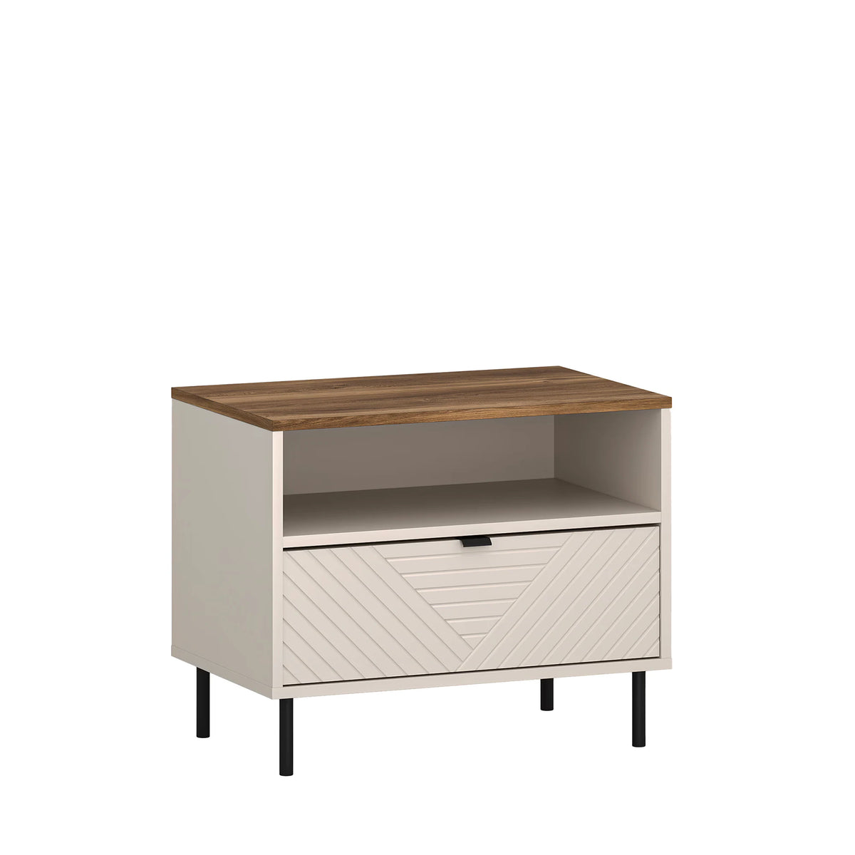 Noptiera pentru dormitor EVO, casmir/stejar, PAL laminat, 64x40x52 cm