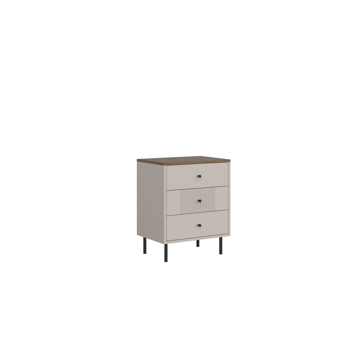 Noptiera picioare metalice TIRAMISU, casmir/stejar, PAL, 50x35x60 cm
