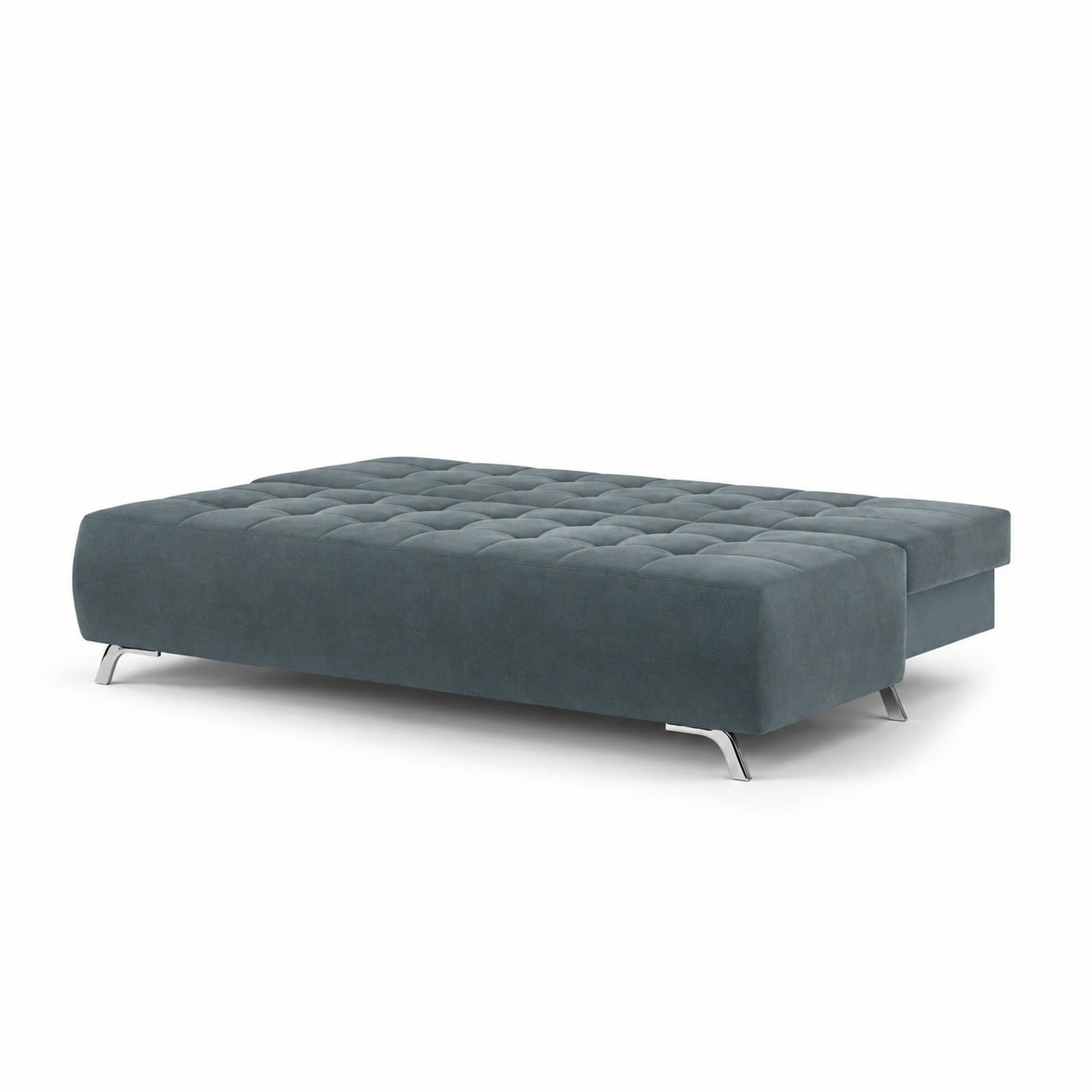 Canapea extensibila OSLO, stofa catifelata turcoaz inchis - Riviera 87, cu lada depozitare, 197x94x90 cm
