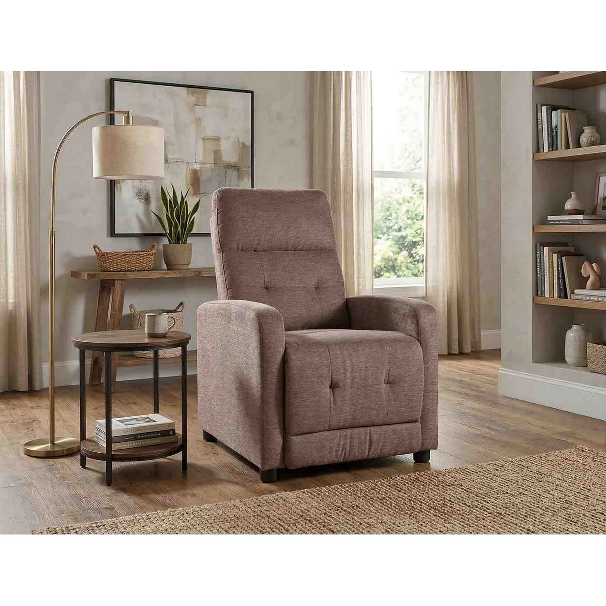 Fotoliu rabatabil OTUS, stofa clasica bej - Brego 34, 66x92/144x100 cm