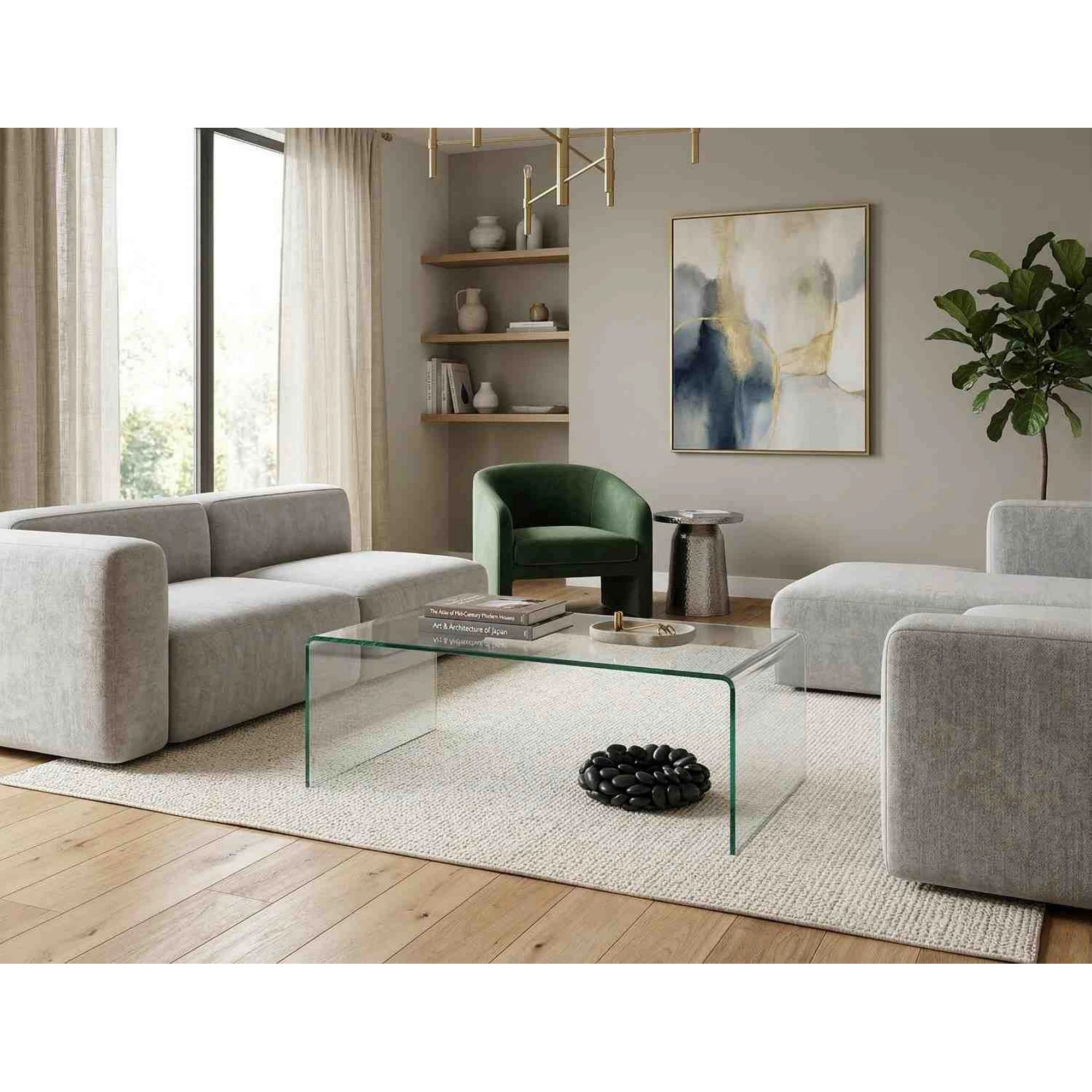 Masuta PRIAM A, transparent, sticla, 120x60x42 cm