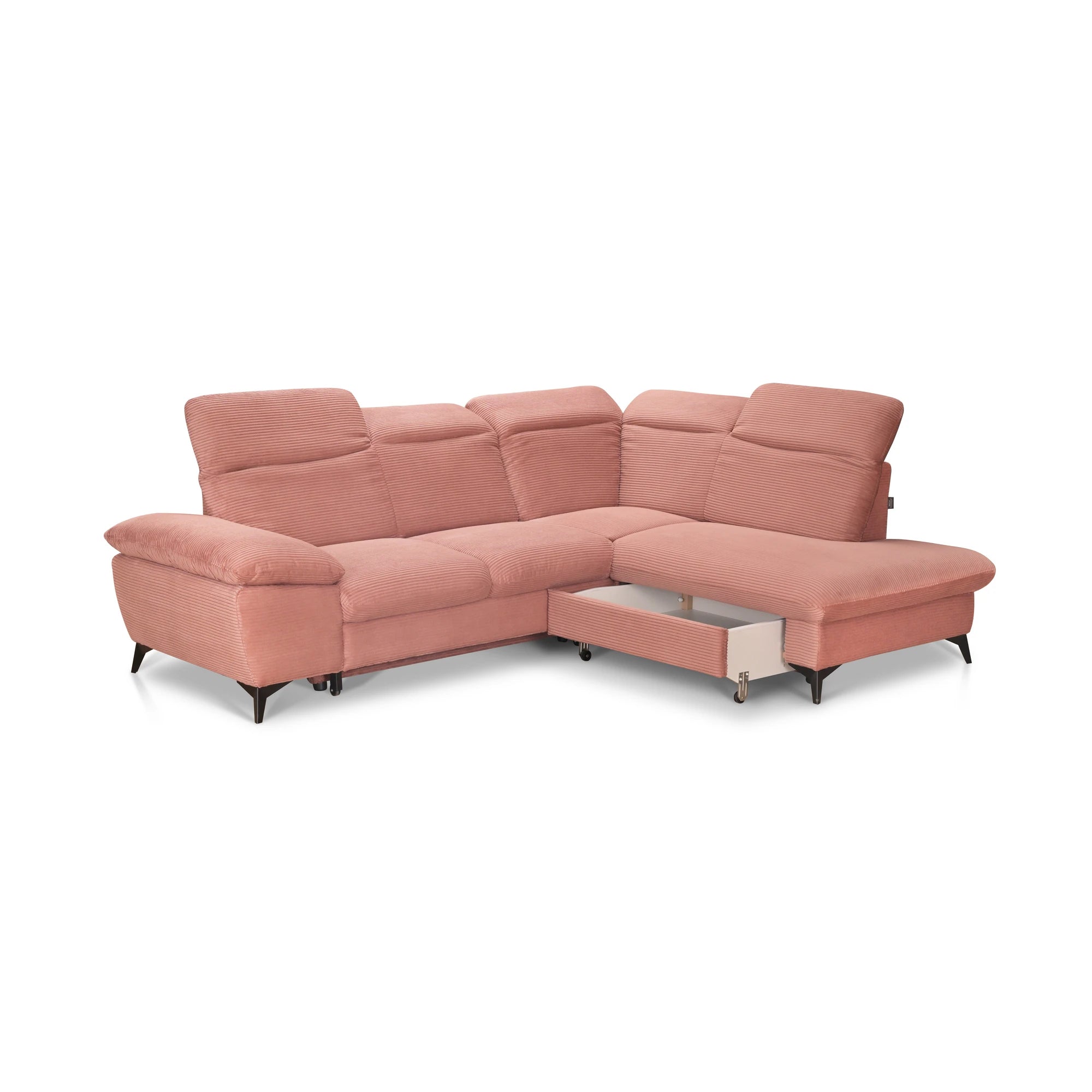 Coltar extensibil modern living LUNA, sezlong dreapta, stofa clasica bej - Campsbay R463, 268x212x101 cm