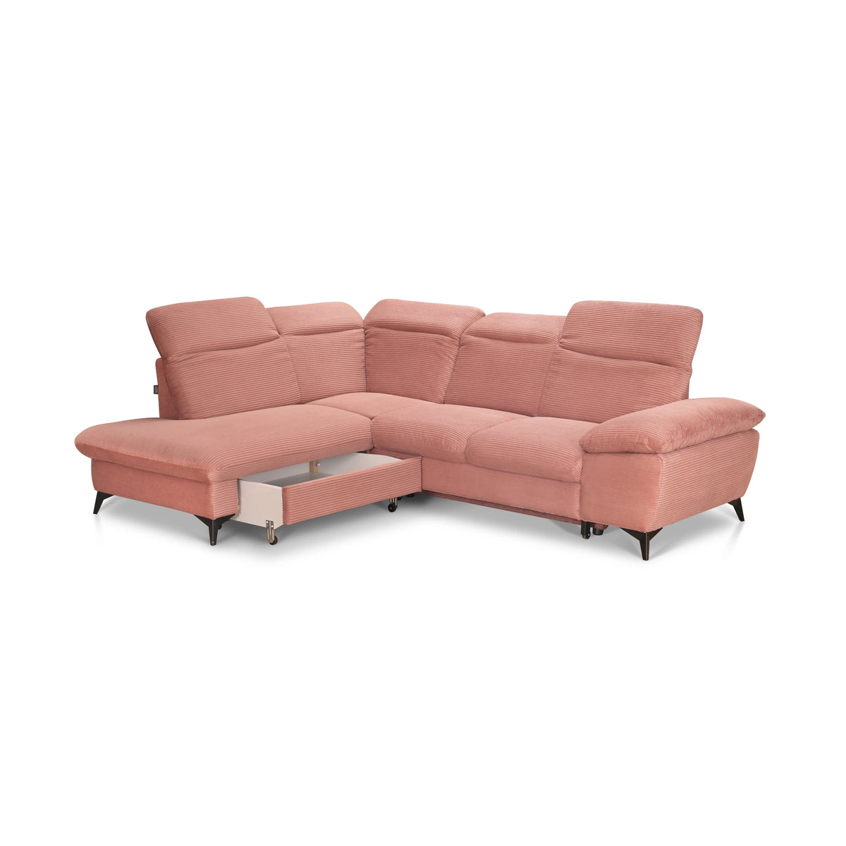 Coltar extensibil modern living LUNA, sezlong stanga, stofa clasica bej - Campsbay R463, 268x212x101 cm