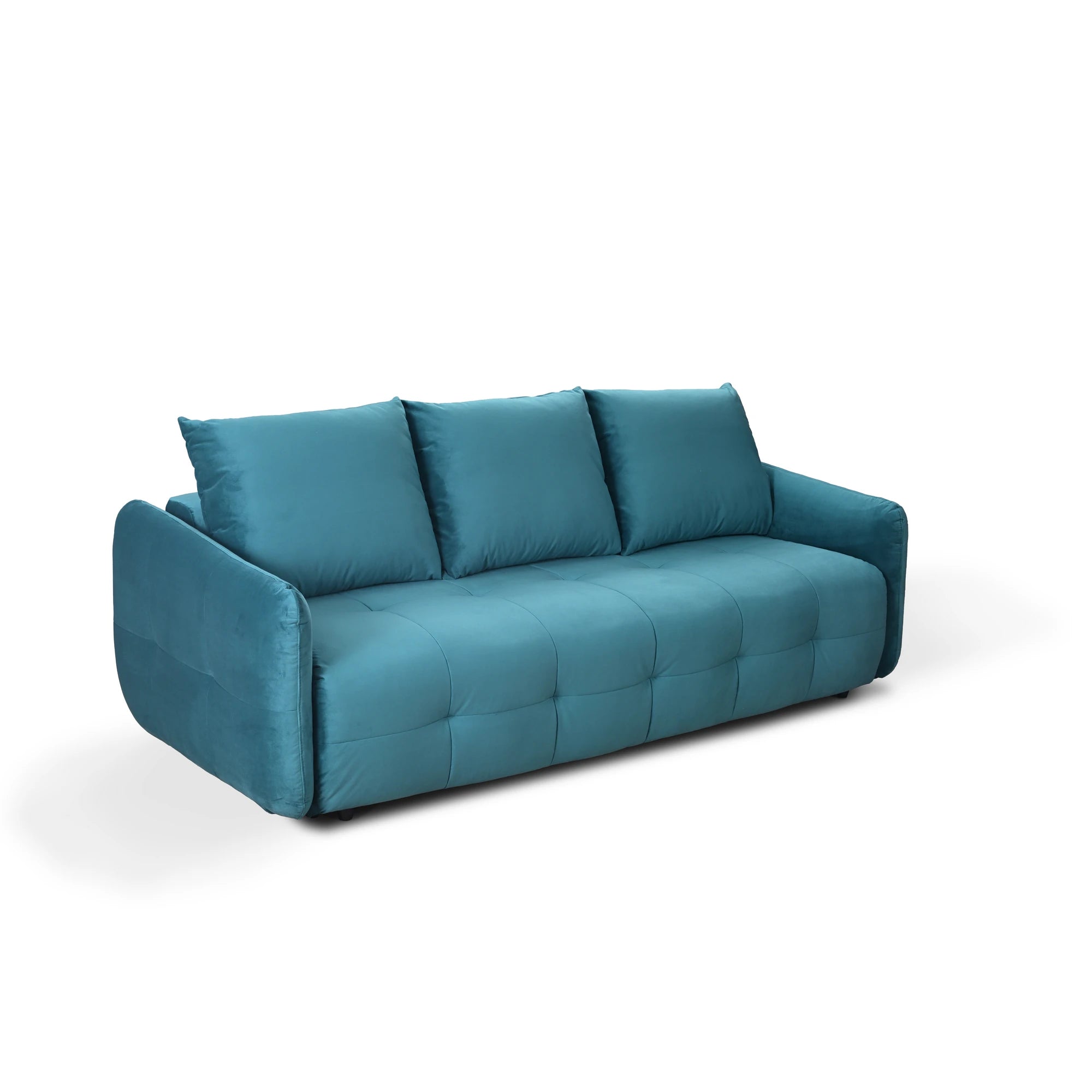 Canapea extensibila in fata 3 locuri BELLA, stofa catifelata albastru - Velvet F612, 228x110x93 cm