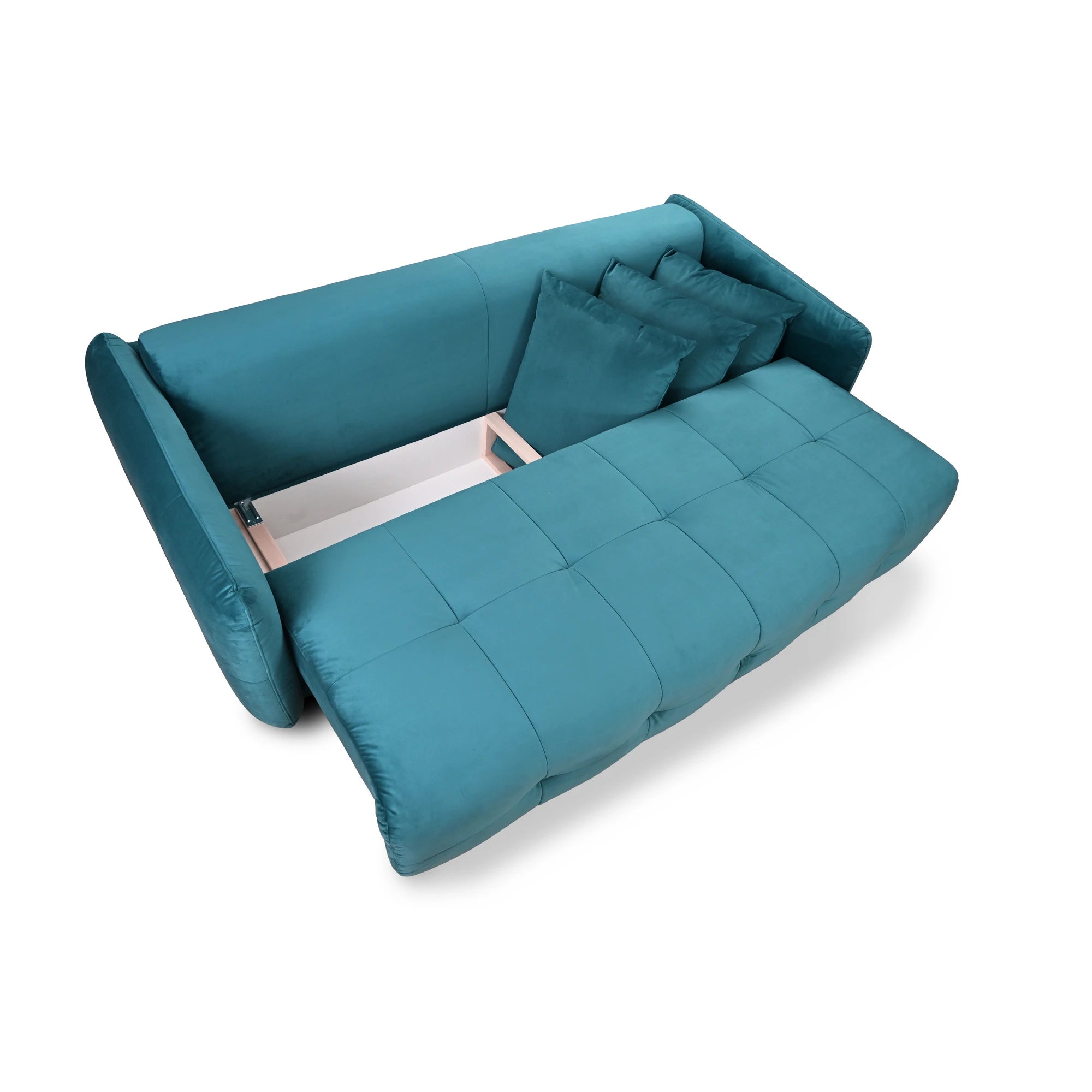Canapea extensibila in fata 3 locuri BELLA, stofa catifelata albastru - Velvet F612, 228x110x93 cm